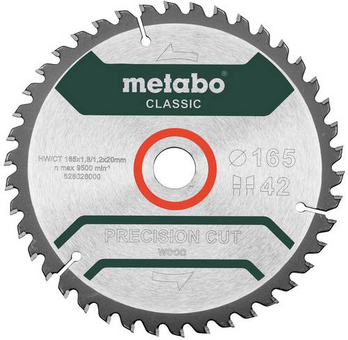 Metabo Precision cut Wood - Classic 165X20 Z42 WZ 5° 628026000 Hartmetall Kreissägeblatt 165 x 20 x