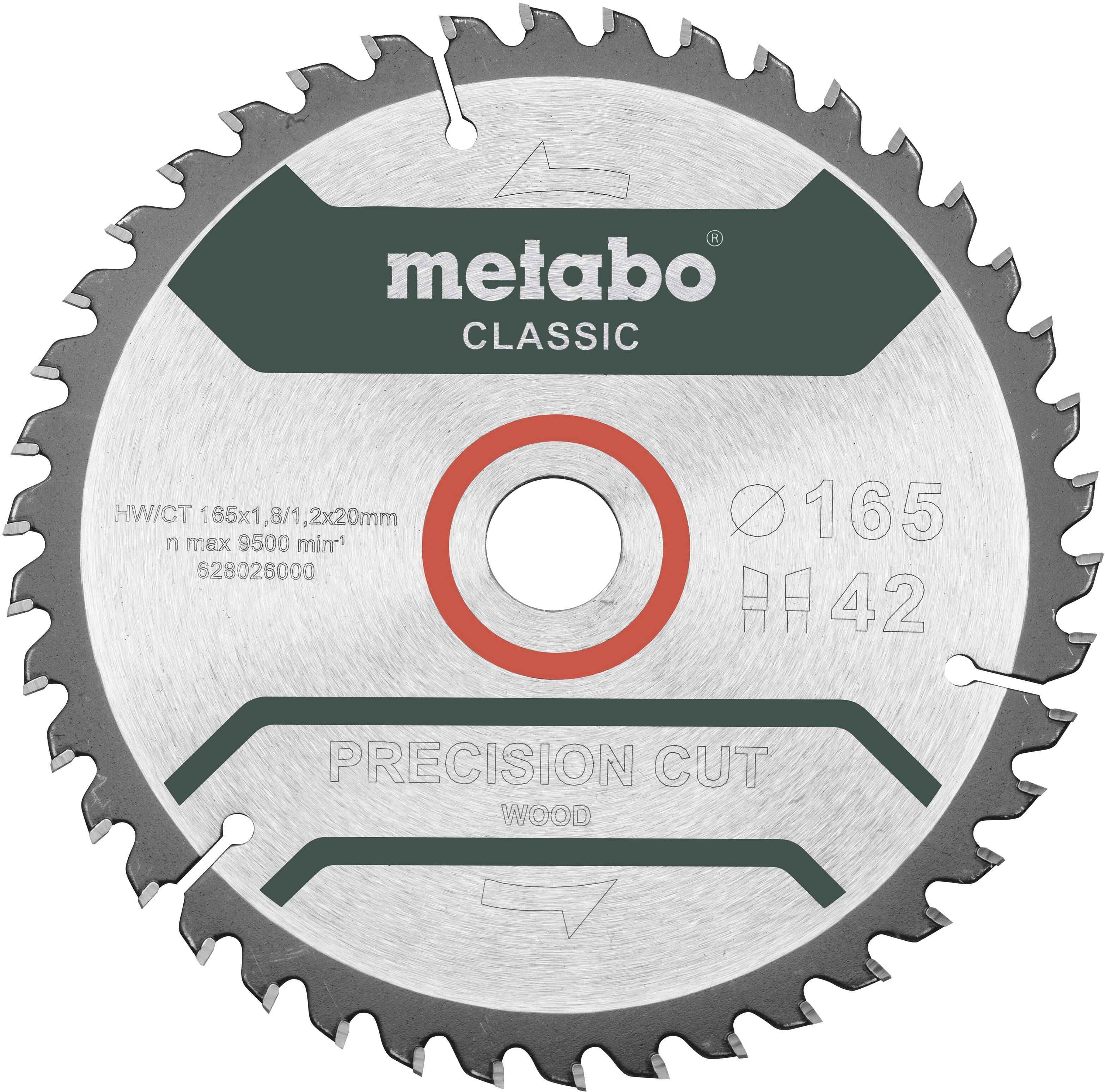 Metabo Precision cut Wood - Classic 165X20 Z42 WZ 5° 628026000 Hartmetall Kreissägeblatt 165 x 20 x 1.2 mm Zähneanzahl: 42 1 St.