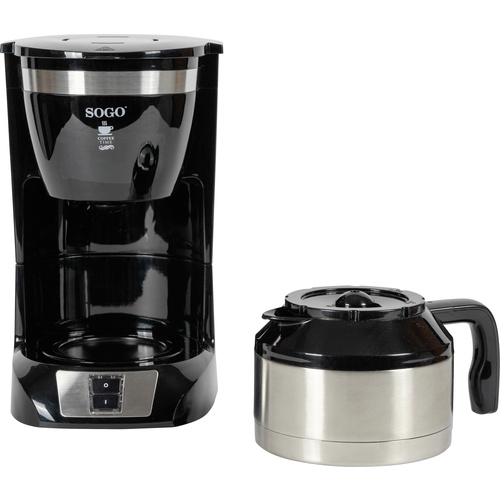 SOGO Human Technology Drip Inox 10 Kaffeemaschine Schwarz Fassungsvermögen Tassen=10 Glaskanne, Warmhaltefunktion