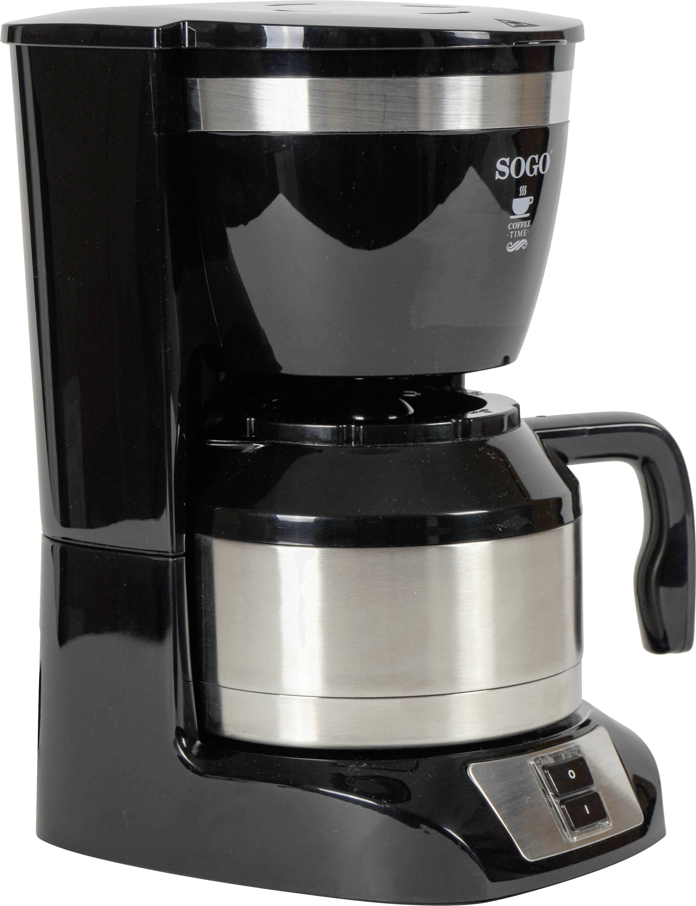 SOGO Human Technology Drip Inox 10 Kaffeemaschine Schwarz Fassungsvermögen Tassen=10 Glaskanne, Warmhaltefunktion