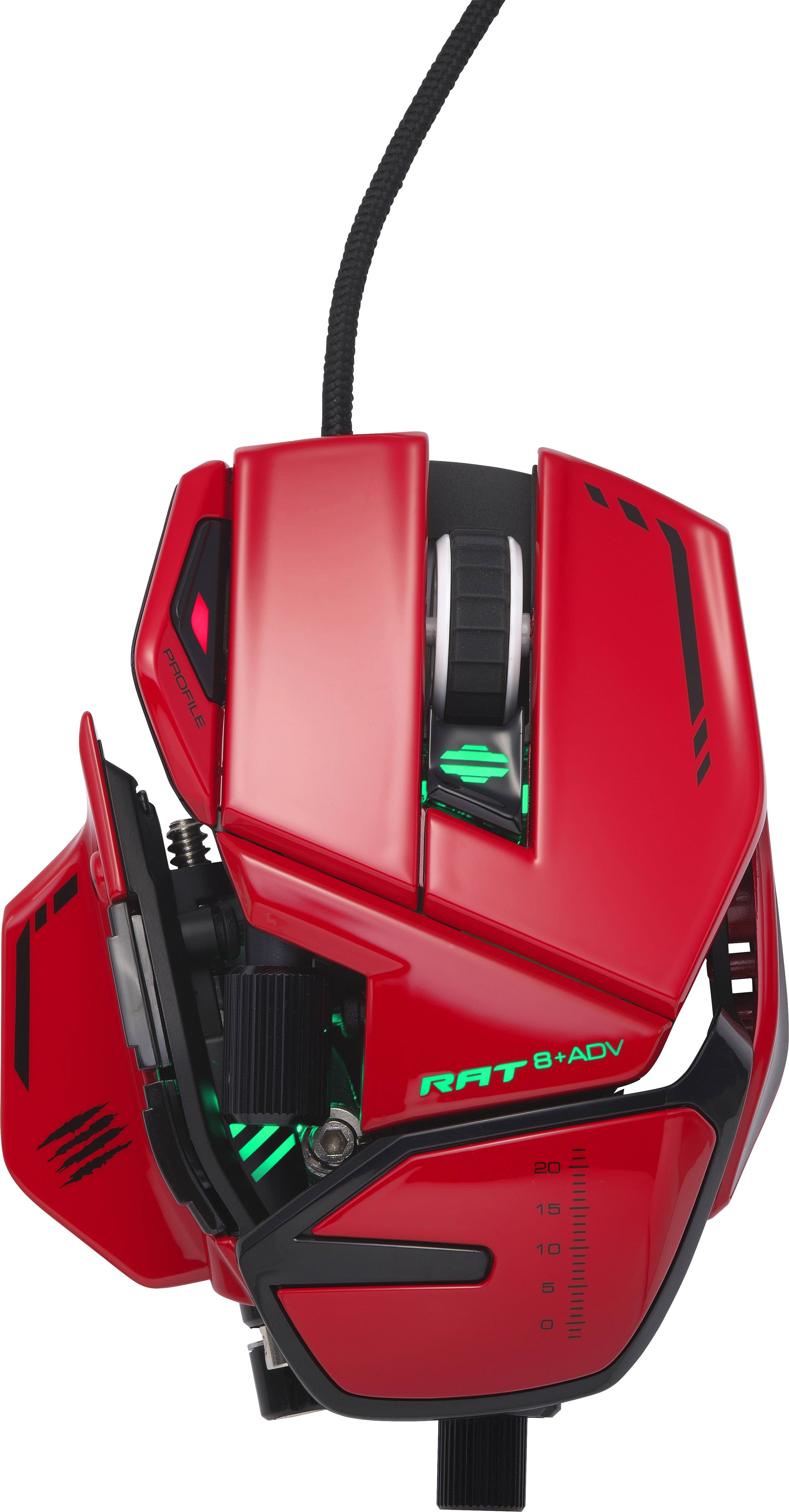 MadCatz R.A.T. 8+ ADV Ergonomische Gaming-Maus USB Optisch Rot, Schwarz 11 Tasten 20000 dpi Ergonomisch, Handballenauflage, Gewichts-Tuning, Integr