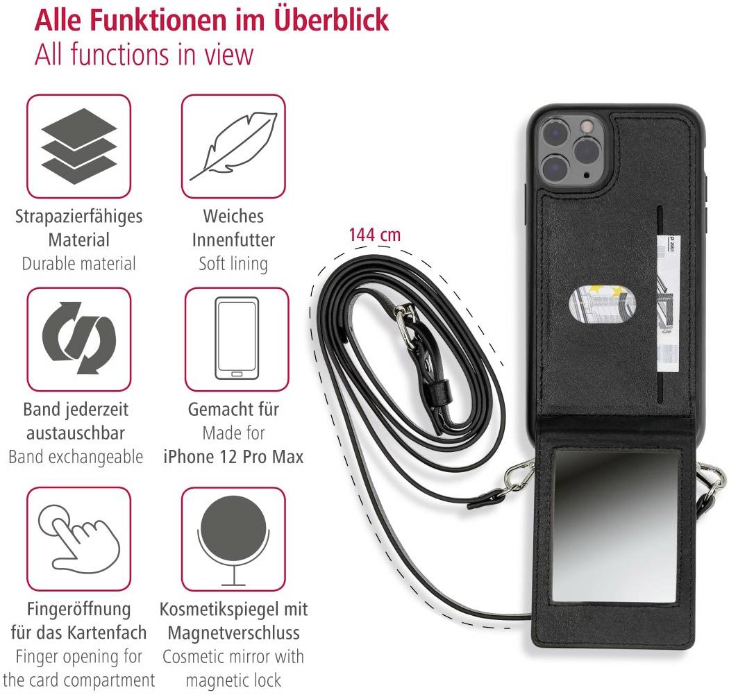Hama Cross-Body "Mirror" Backcover Apple iPhone 12 Pro Max Schwarz 00188844