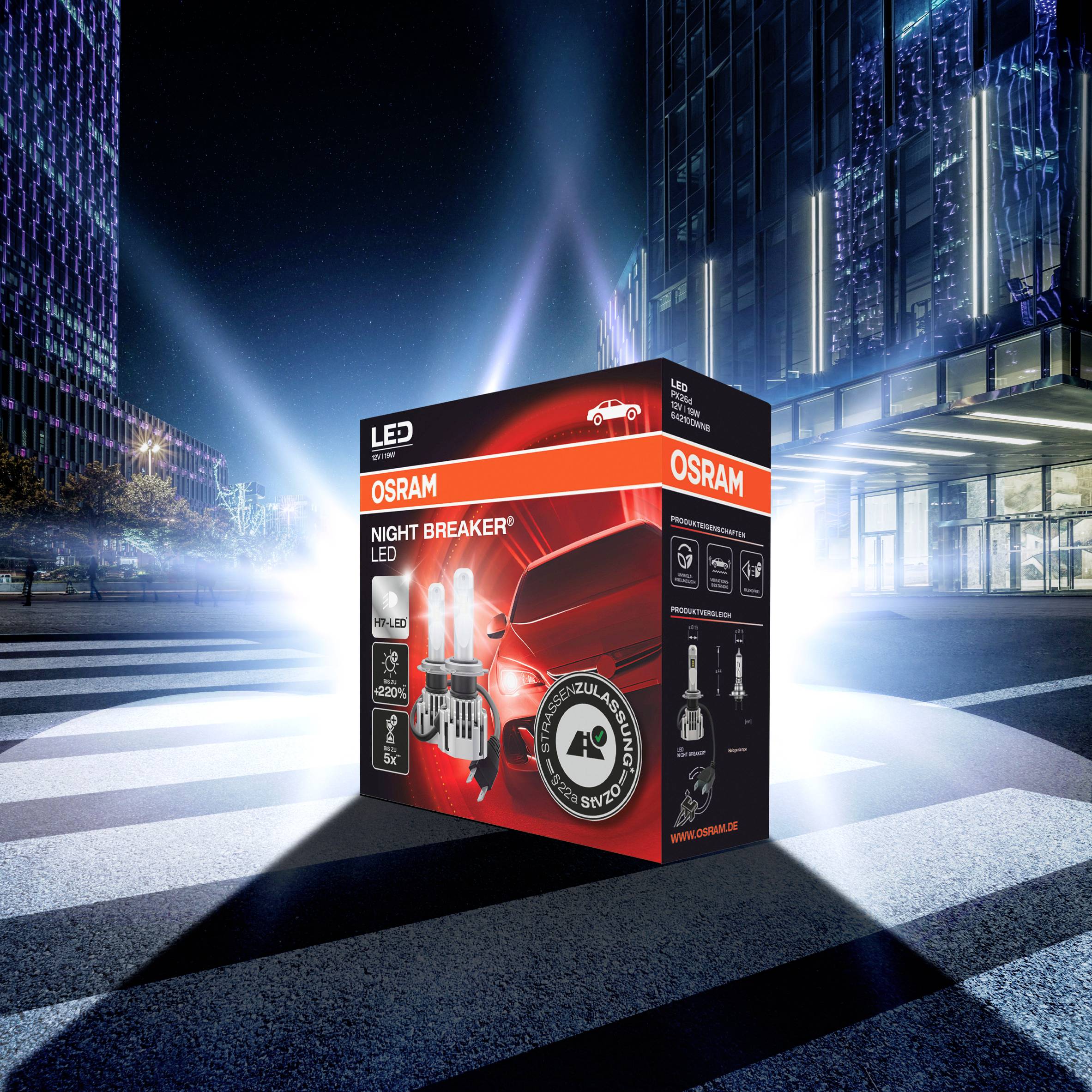 OSRAM 64210DWNB LED Leuchtmittel Night Breaker® LED H7 19 W 12 V