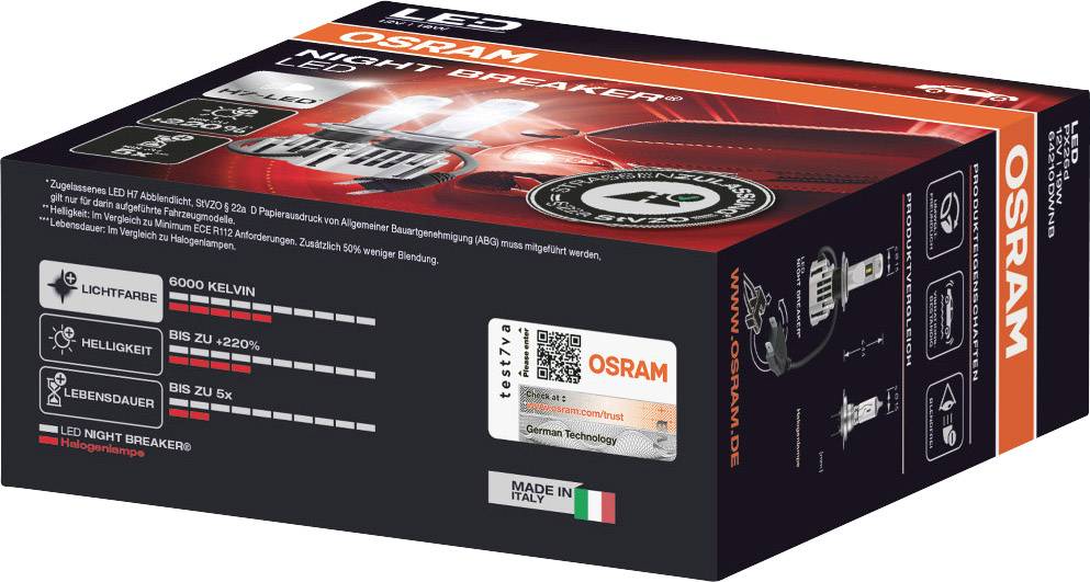 OSRAM 64210DWNB LED Leuchtmittel Night Breaker® LED H7 19 W 12 V