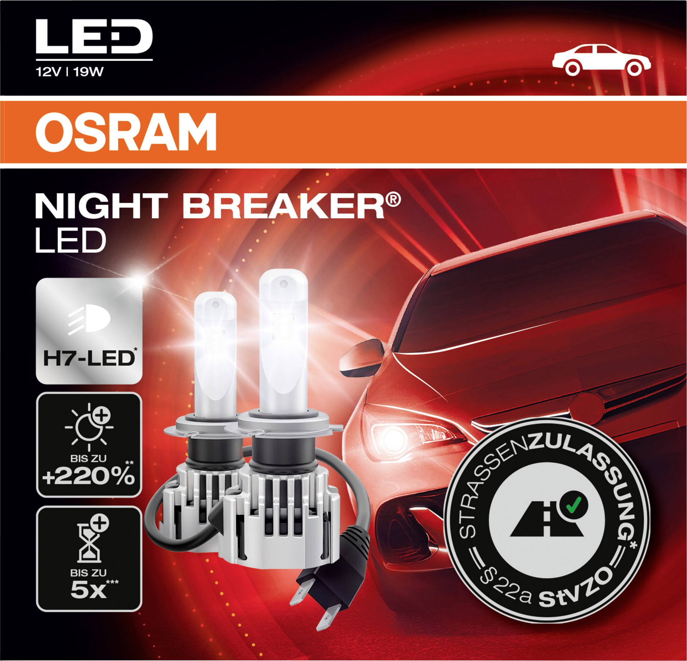 OSRAM 64210DWNB LED Leuchtmittel Night Breaker® LED H7 19 W 12 V