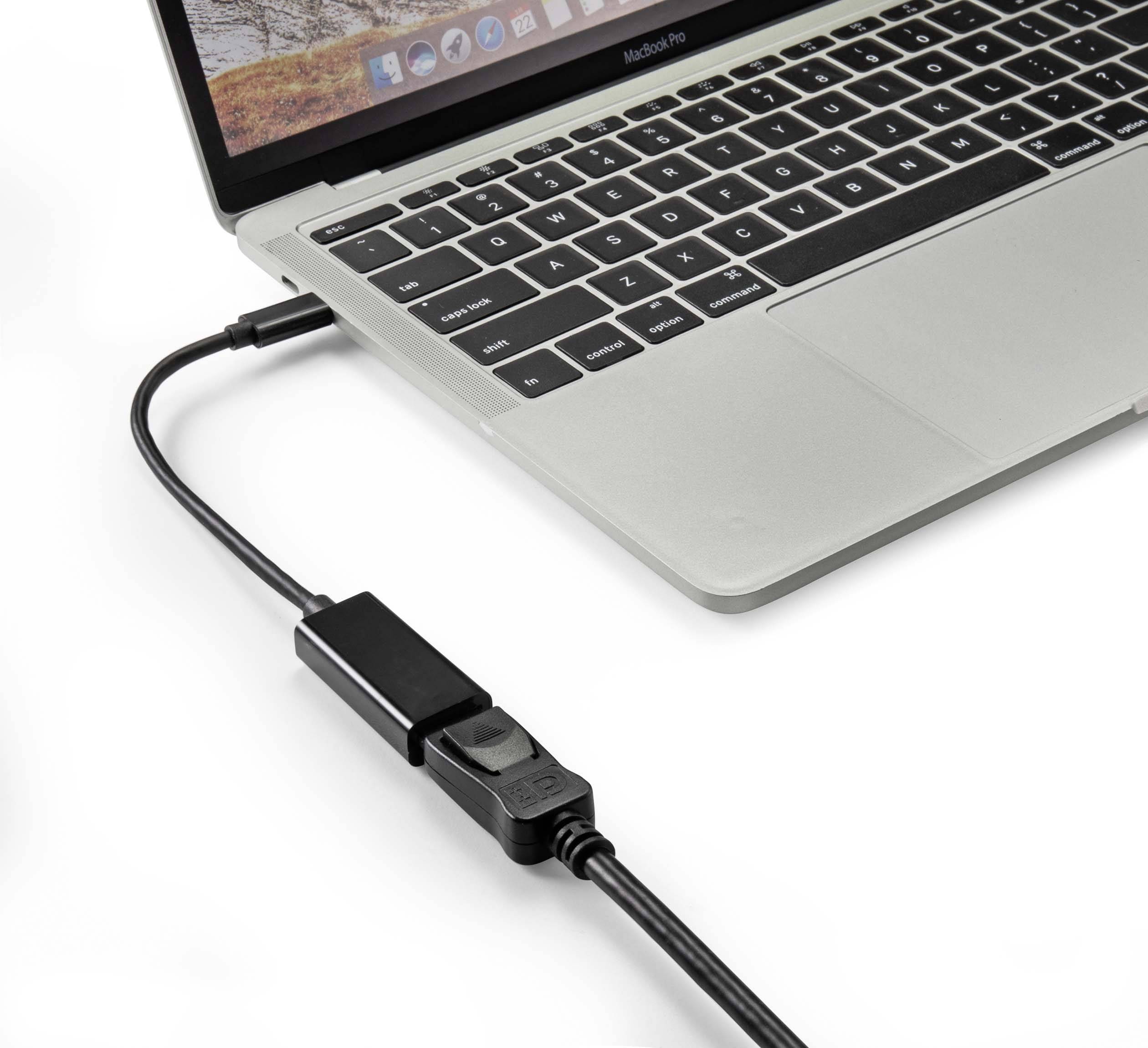 Renkforce USB-C® / DisplayPort Adapterkabel USB-C® Stecker, DisplayPort Buchse 0.14m Schwarz RF-4613070 USB-C®-Displaykabel