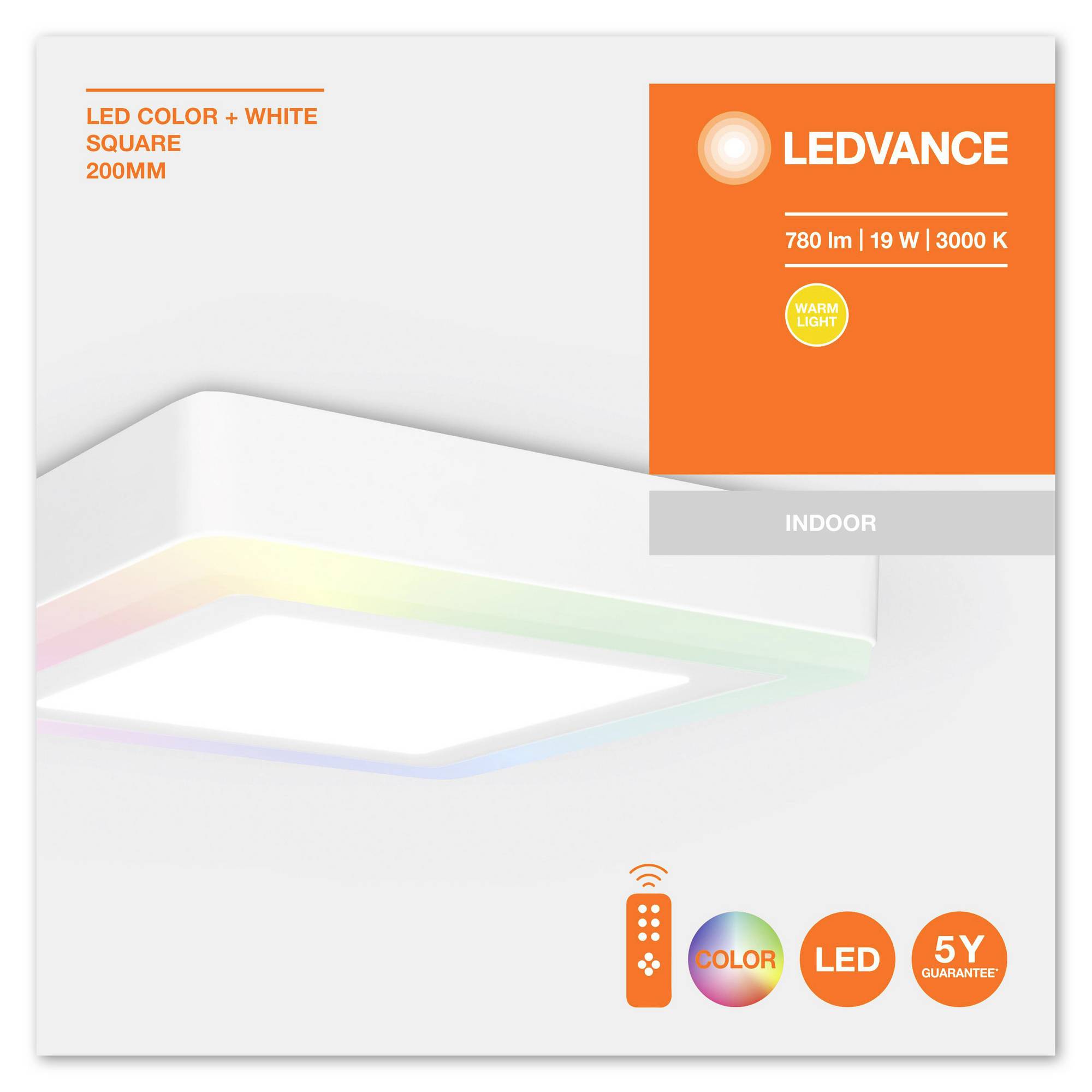 LEDVANCE LED COLOR WHITE SQ 200MM 19W LEDV 4058075227576 LED-Wandleuchte 19W Weiß