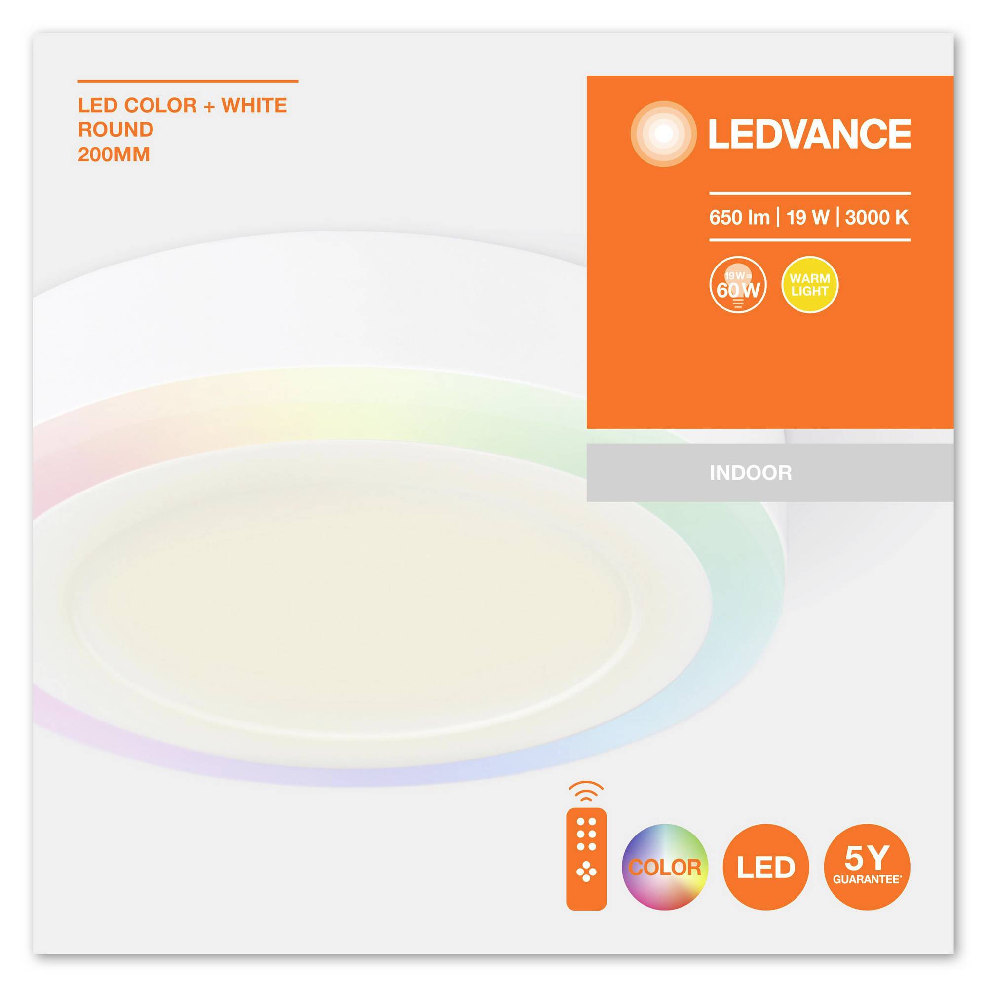 LEDVANCE LED COLOR WHITE RD 200MM 19W LEDV 4058075227590 LED-Wandleuchte 19W Weiß