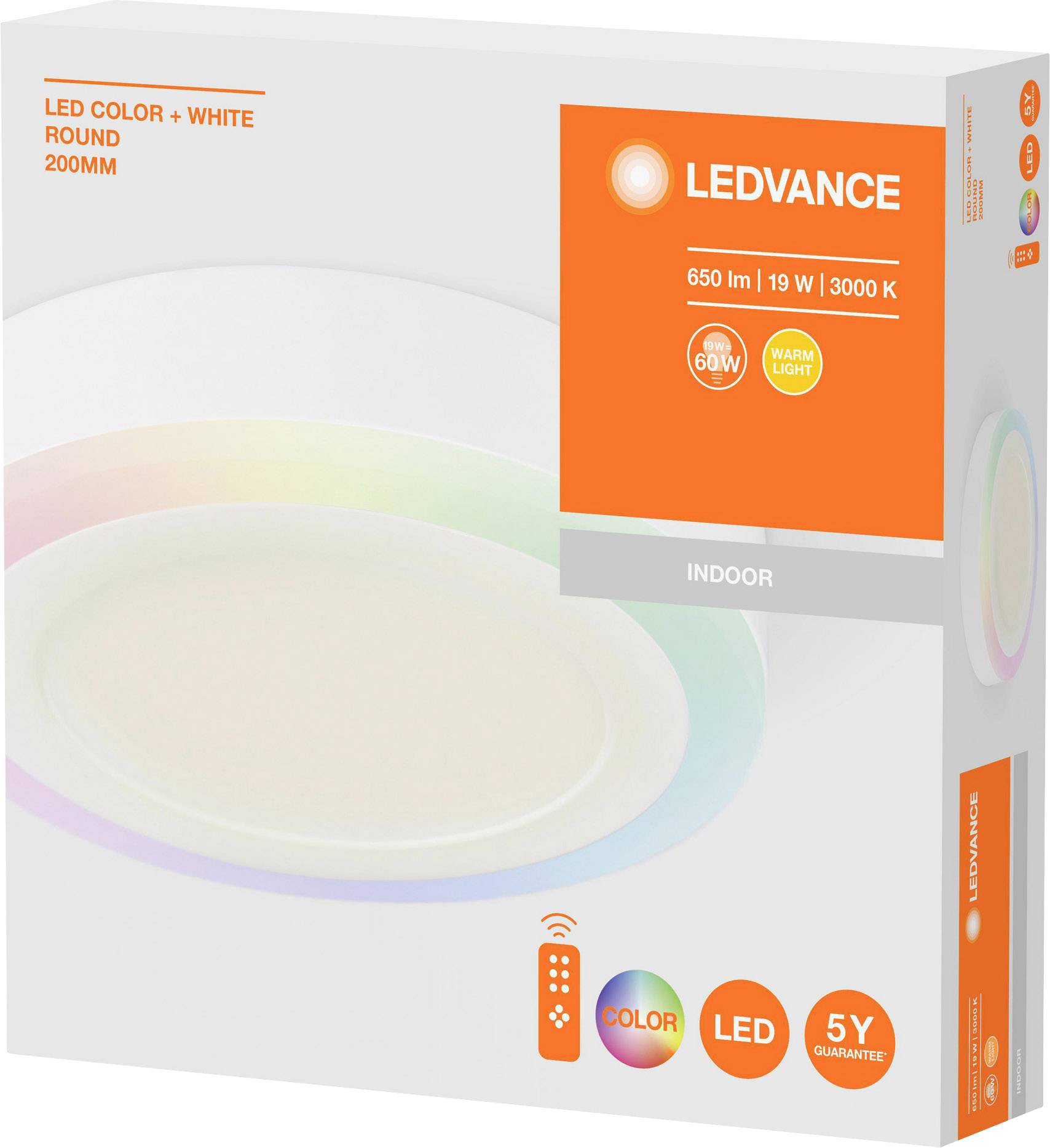 LEDVANCE LED COLOR WHITE RD 200MM 19W LEDV 4058075227590 LED-Wandleuchte 19W Weiß