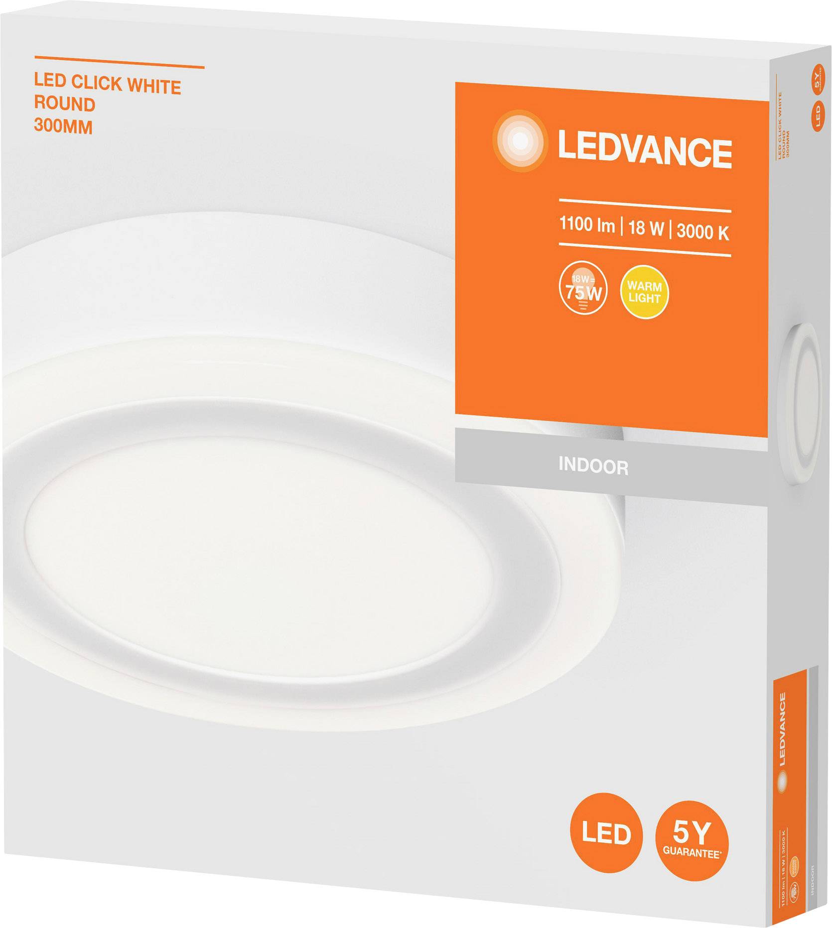 LEDVANCE LED CLICK WHITE RD 300MM 18W LEDV 4058075260559 LED-Deckenleuchte Weiß 18 W Warmweiß