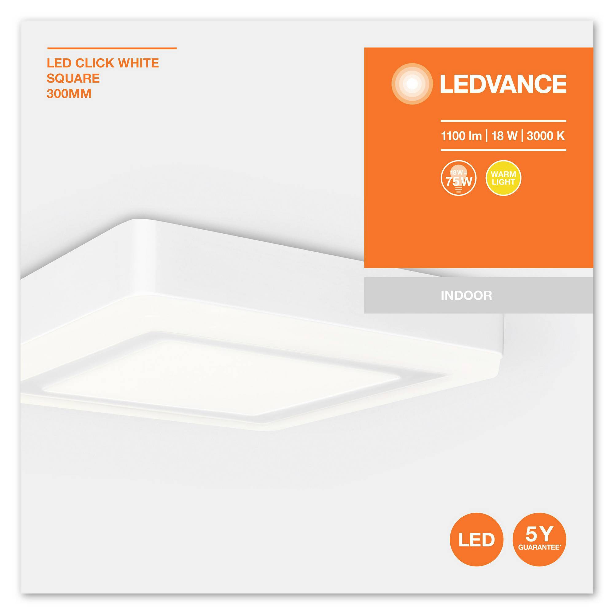LEDVANCE 4058075260573 LED CLICK WHITE SQ 300MM 18W LEDV LED-Deckenleuchte 18W Weiß