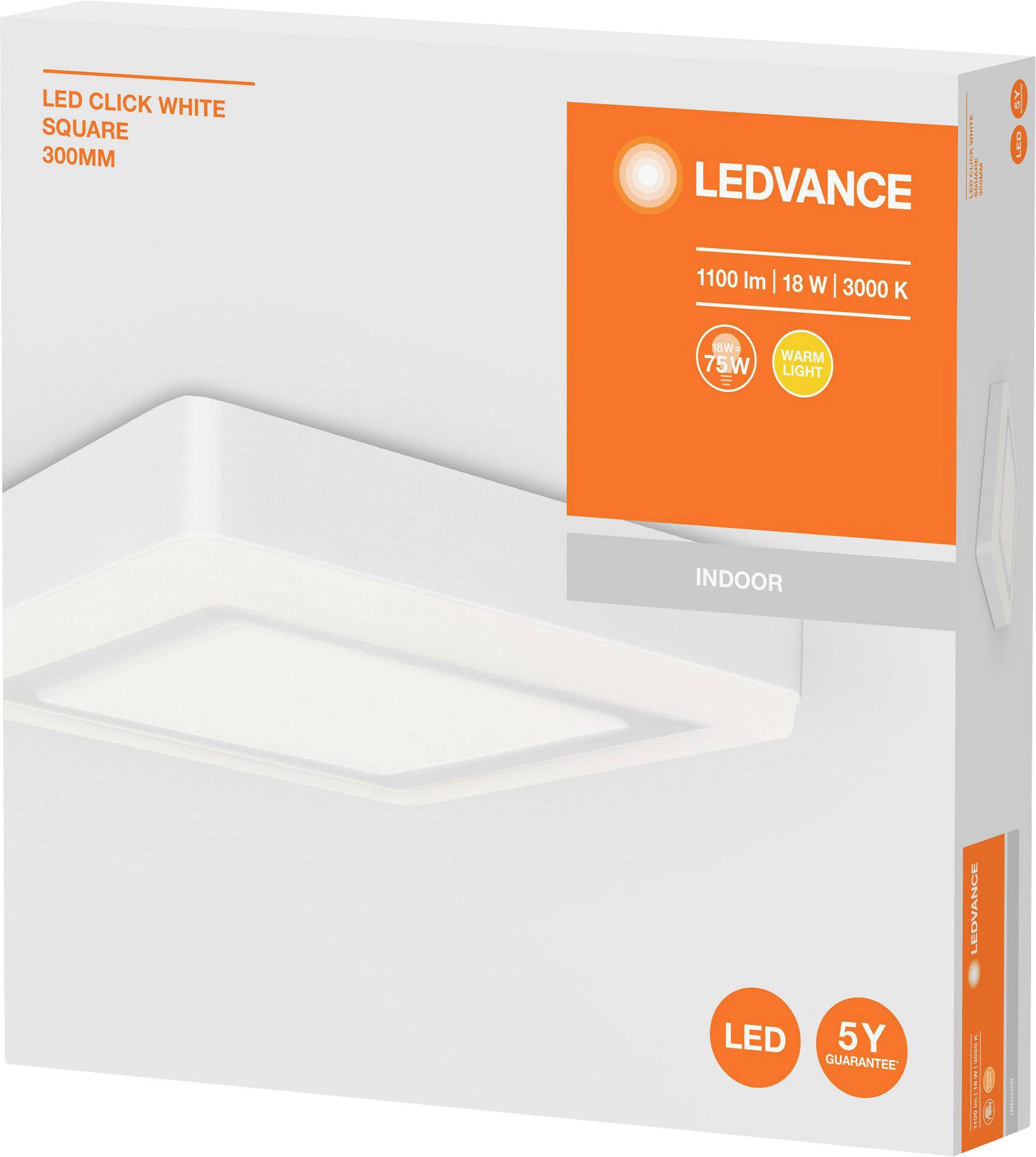 LEDVANCE 4058075260573 LED CLICK WHITE SQ 300MM 18W LEDV LED-Deckenleuchte 18W Weiß