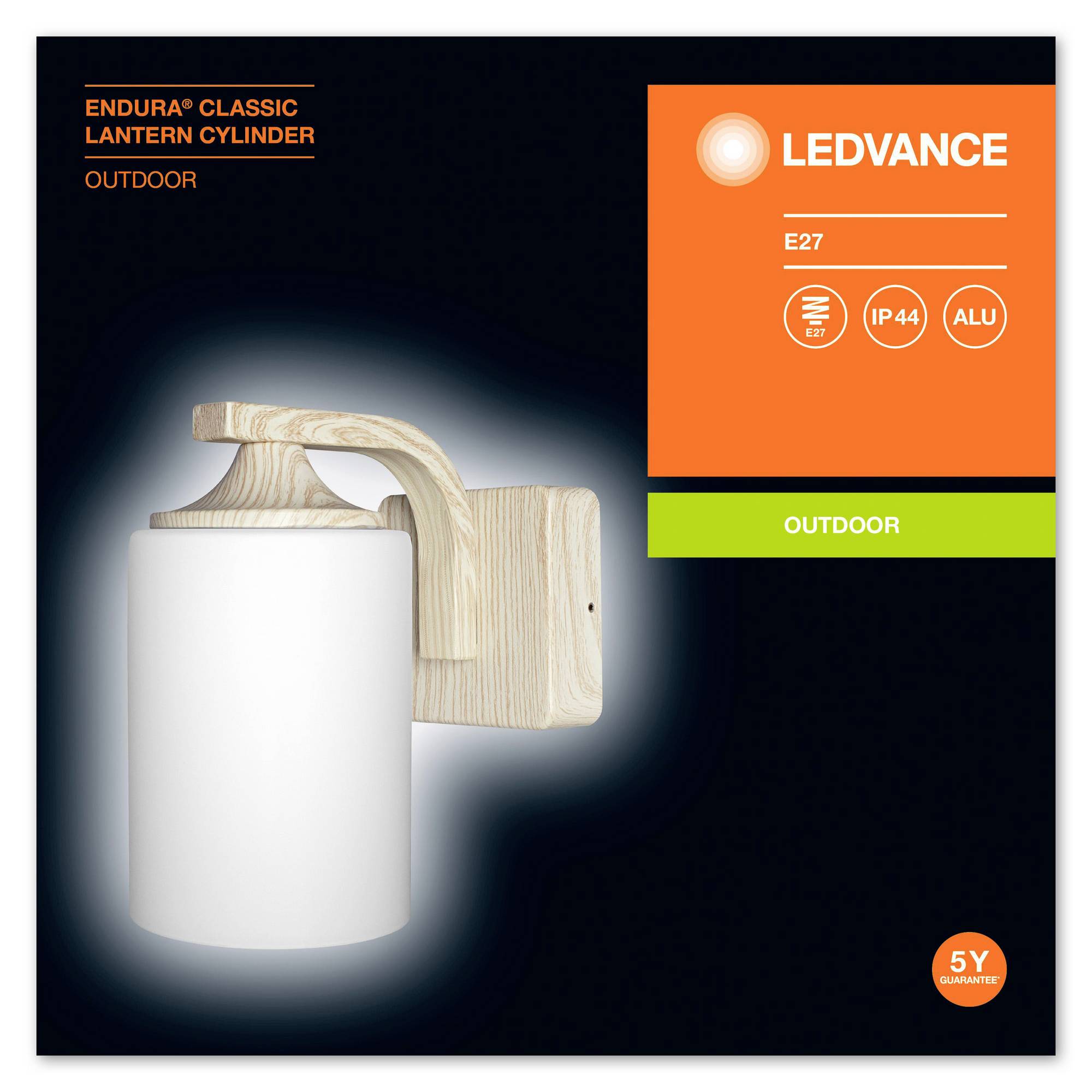 LEDVANCE ENDURA CLASSIC LANTERN CYL E27 WD LEDV 4058075392625 Wandleuchte E27 Holz (hell), Weiß