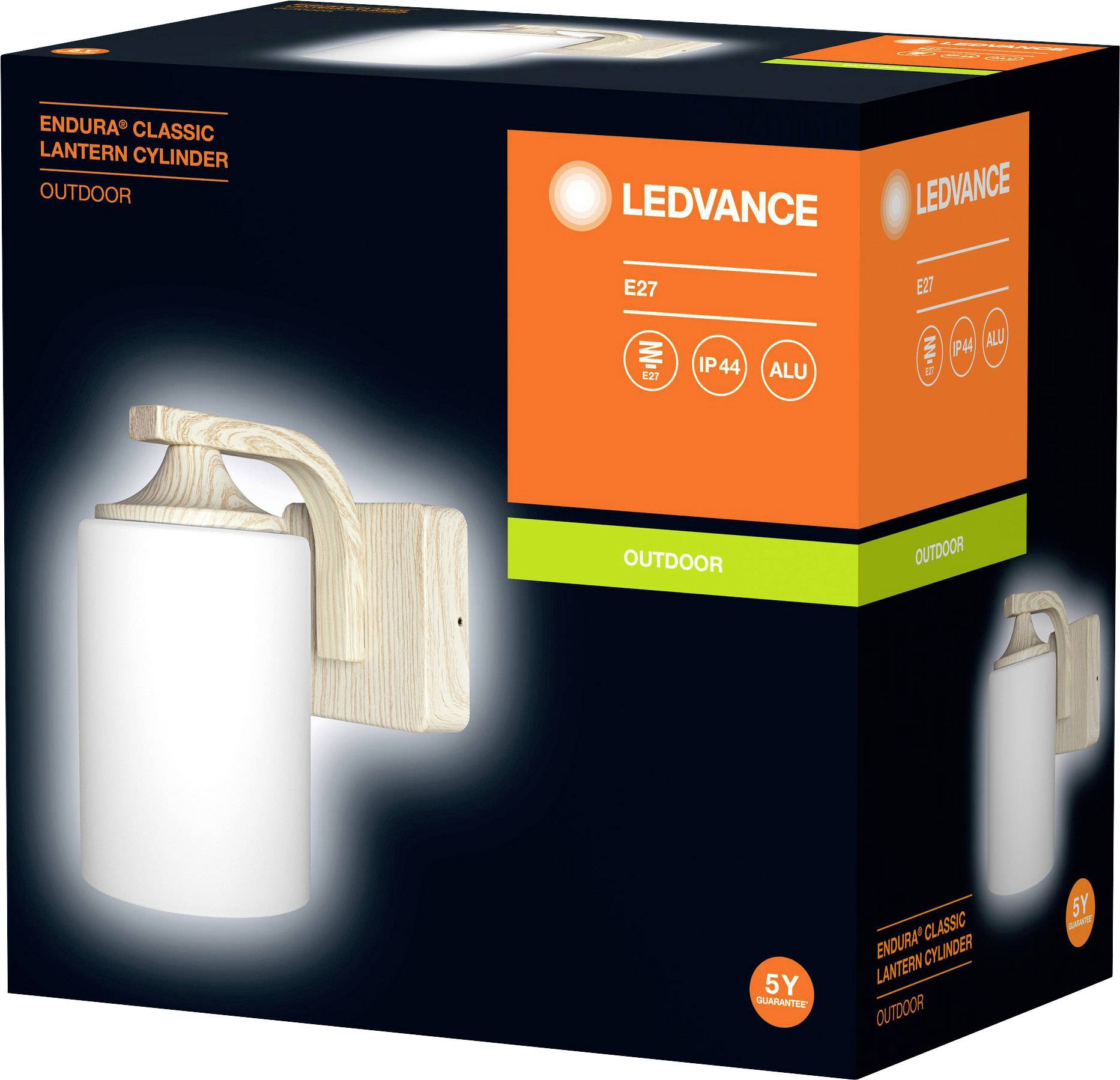 LEDVANCE ENDURA CLASSIC LANTERN CYL E27 WD LEDV 4058075392625 Wandleuchte E27 Holz (hell), Weiß