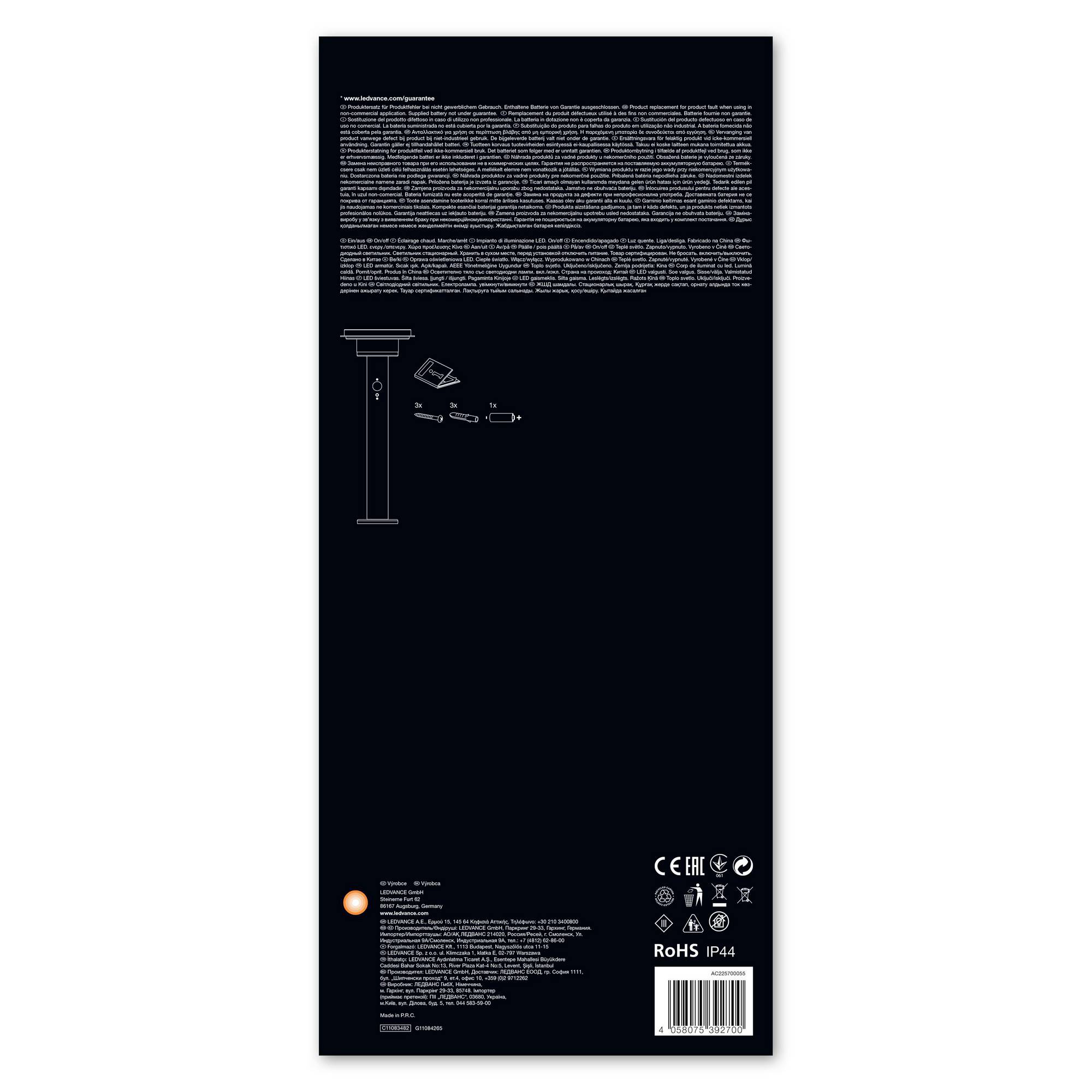 LEDVANCE ENDURA STYLE SOL 2CIRCLE40CM6WST LEDV 4058075392700 Solar-Außenstandleuchte mit Bewegungsmelder 6W Stahl