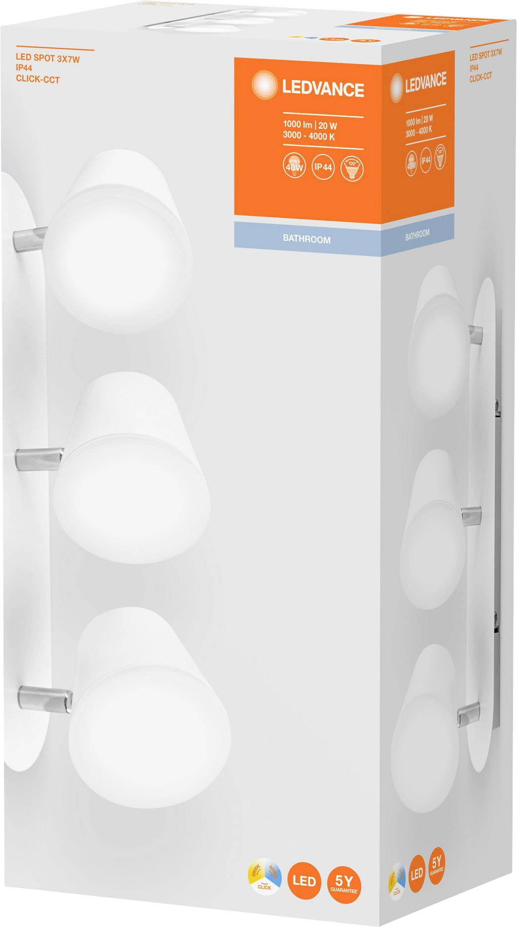 LEDVANCE 4058075399594 LED SPOT 3X7W IP44 930-940CLICK-CCTLEDV LED-Deckenleuchte 20W Weiß