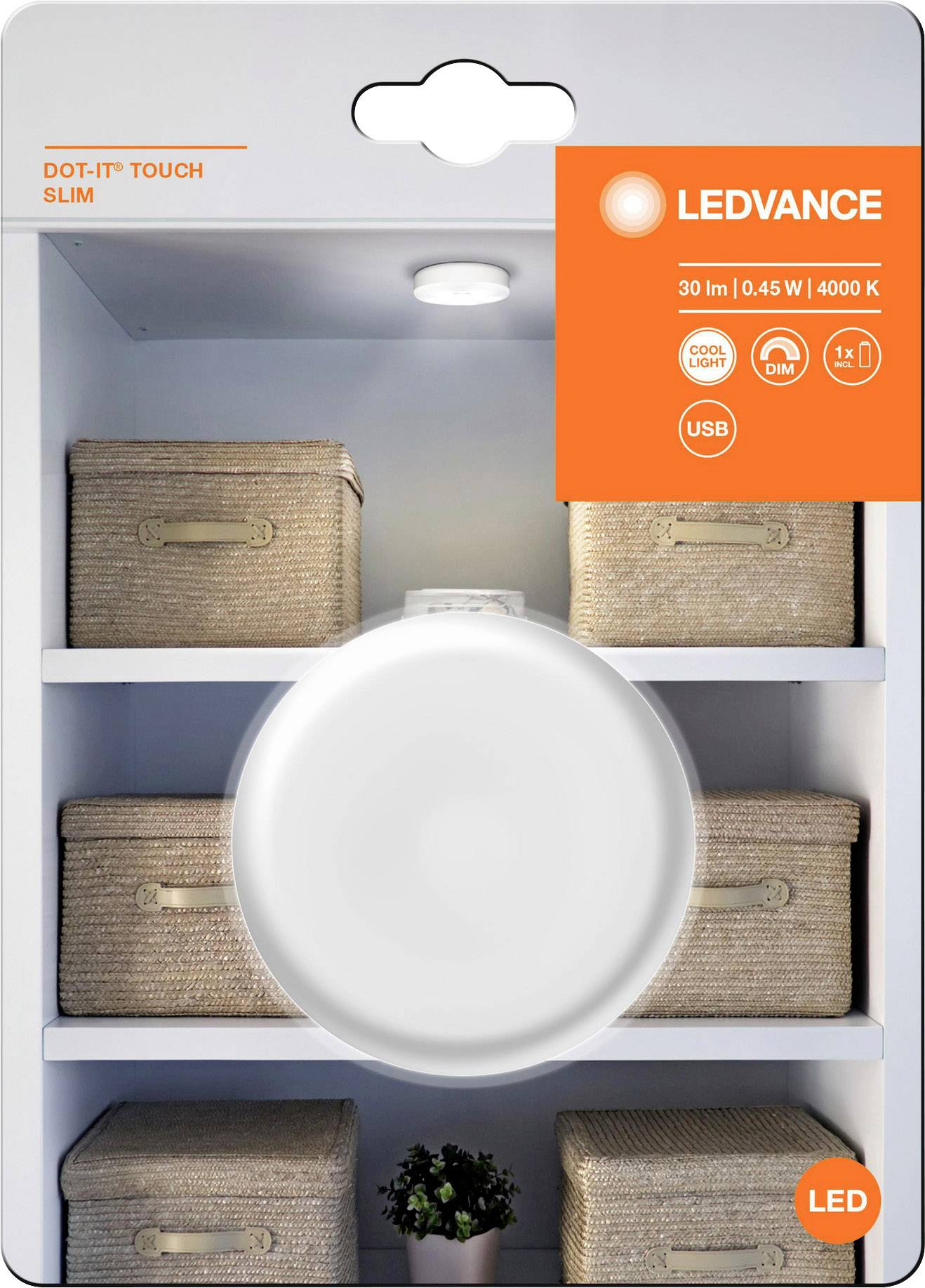 LEDVANCE DOT-IT TOUCH SLIM WT LEDV 4058075399686 Akku-Tischlampe Rund LED Kaltweiß Weiß