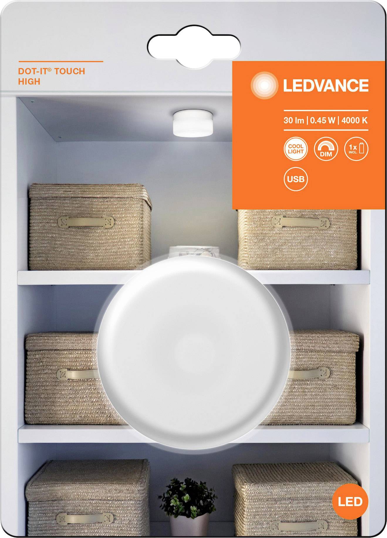 LEDVANCE DOT-IT TOUCH HIGH WT LEDV 4058075399709 Akku-Tischlampe Rund LED Kaltweiß Weiß