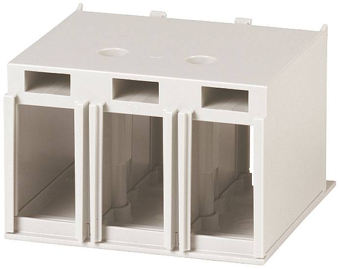 Weiße, dreifache Hutschienenadapter-Gehäusestruktur mit drei Schächten, geeignet für elektrische Komponentenmontage.