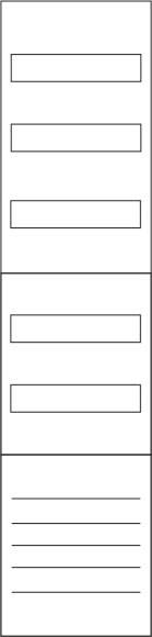 Diagramm mit drei Abschnitten: oben vier horizontale Rechtecke, in der Mitte zwei, unten fünf Linien.