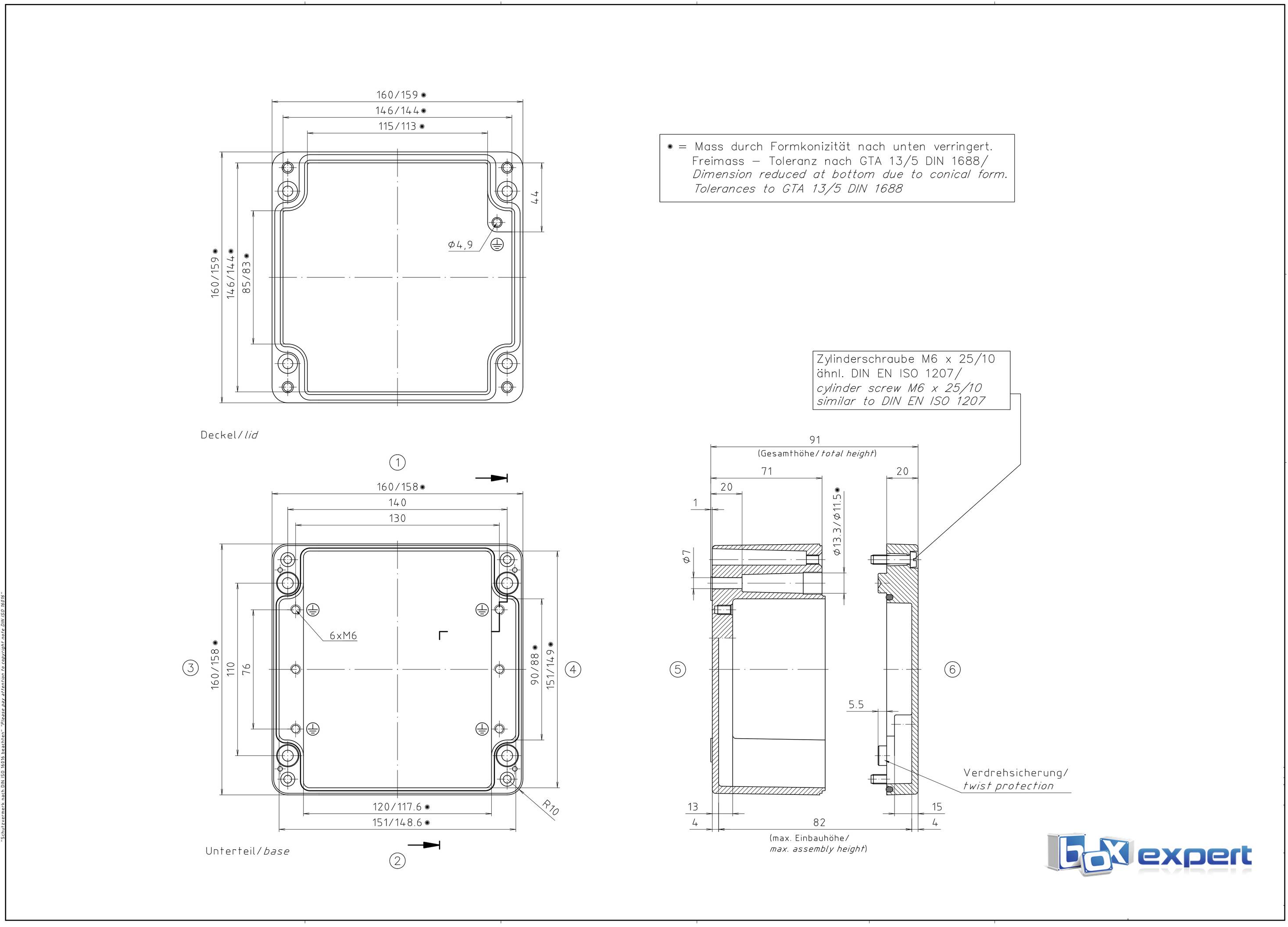 Boxexpert BXPBAL16016091-A01 Installations-Gehäuse 160 x 160 x 91 Aluminium Silber-Grau 1St.