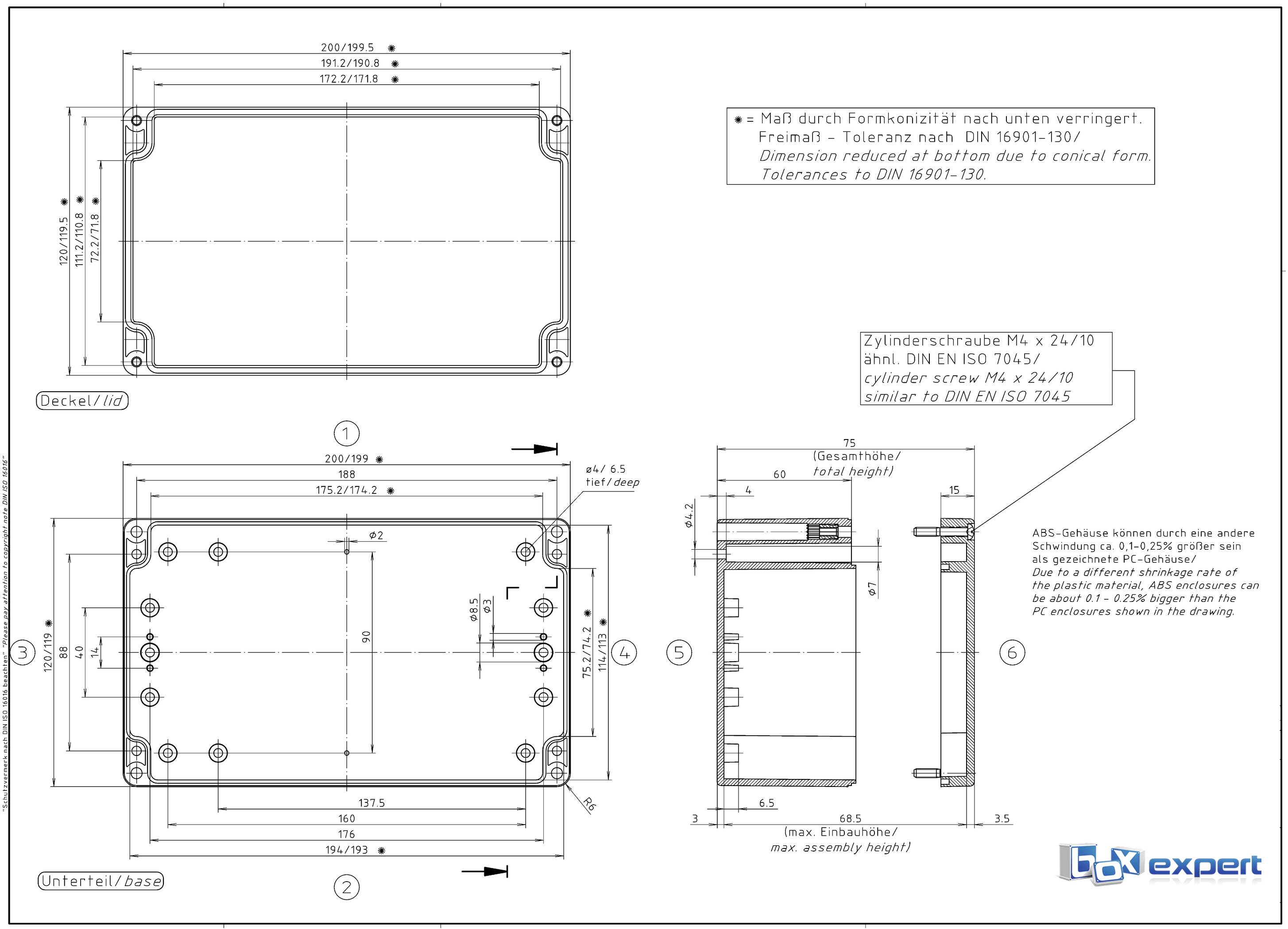 Boxexpert BXPBABS20012075-E01 Installations-Gehäuse 200 x 120 x 75 ABS Schiefergrau (RAL 7015) 1St.