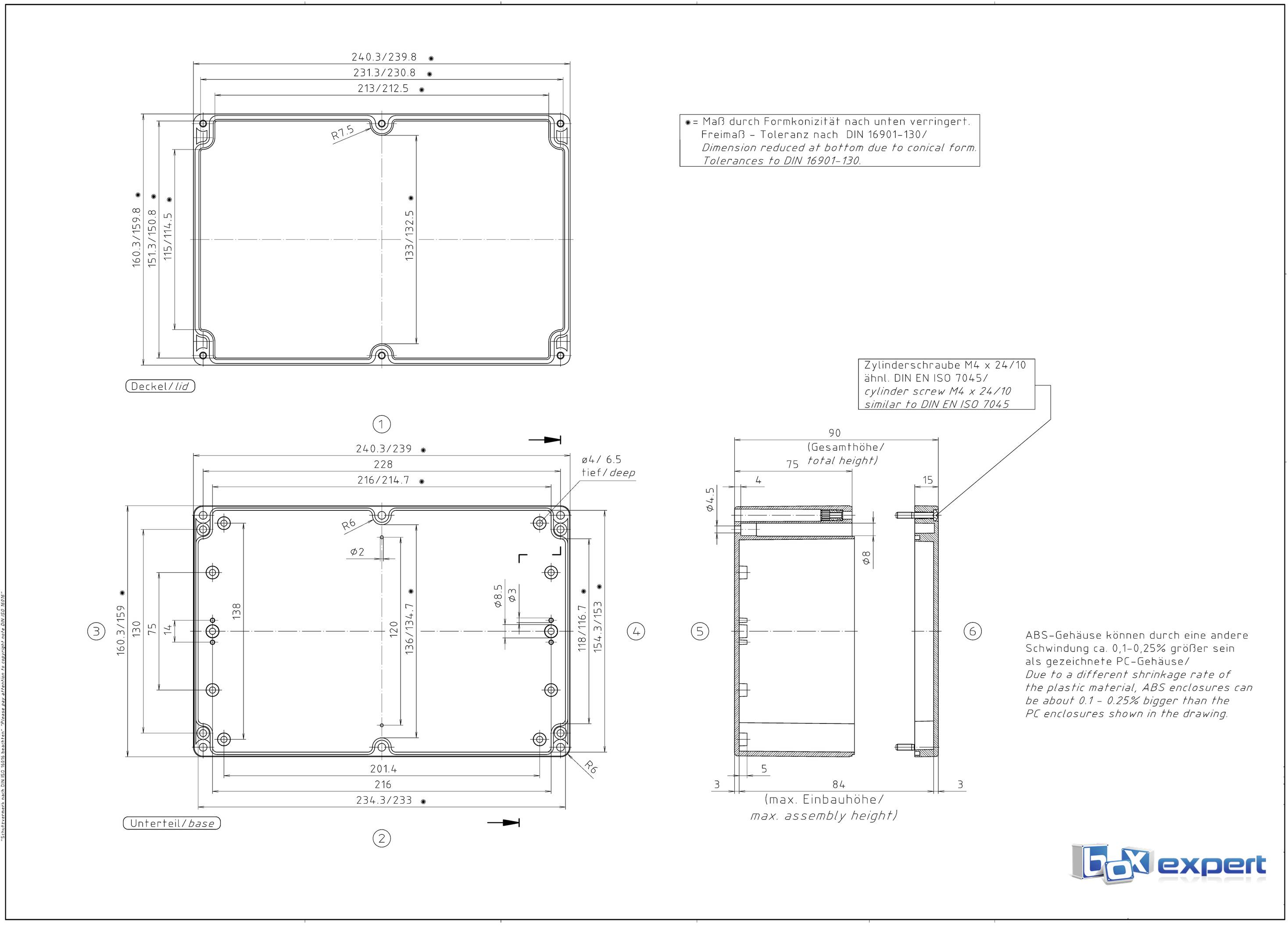 Boxexpert BXPBABS24016090-E01 Installations-Gehäuse 240 x 160 x 90 ABS Schiefergrau (RAL 7015) 1St.