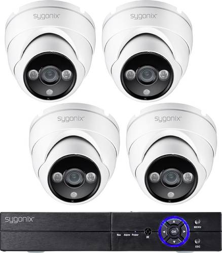 Sygonix SY-4536210 + 4x SY-4536212 4-Kanal (AHD, HD-CVI, HD-TVI, Analog) Überwachungs-Set
