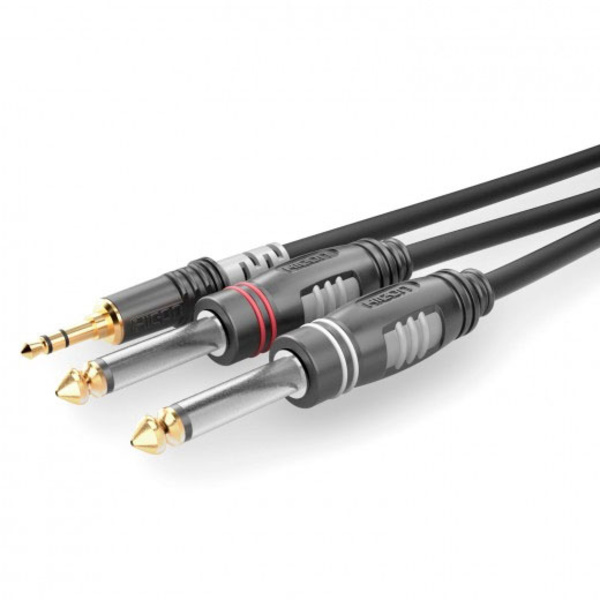 Sommer Cable HBA-3S62-0300 Klinke Audio Anschlusskabel [1x Klinkenstecker 3.5mm - 2x Klinkenstecker 6.3mm (mono)] 3.00m Schwarz