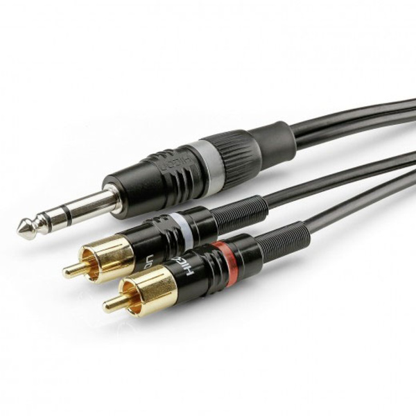 Sommer Cable HBP-6SC2-0150 Klinke / Cinch Audio Anschlusskabel [2x Cinch-Stecker - 1x Klinkenstecker 6.3mm (stereo)] 1.50m Schwarz