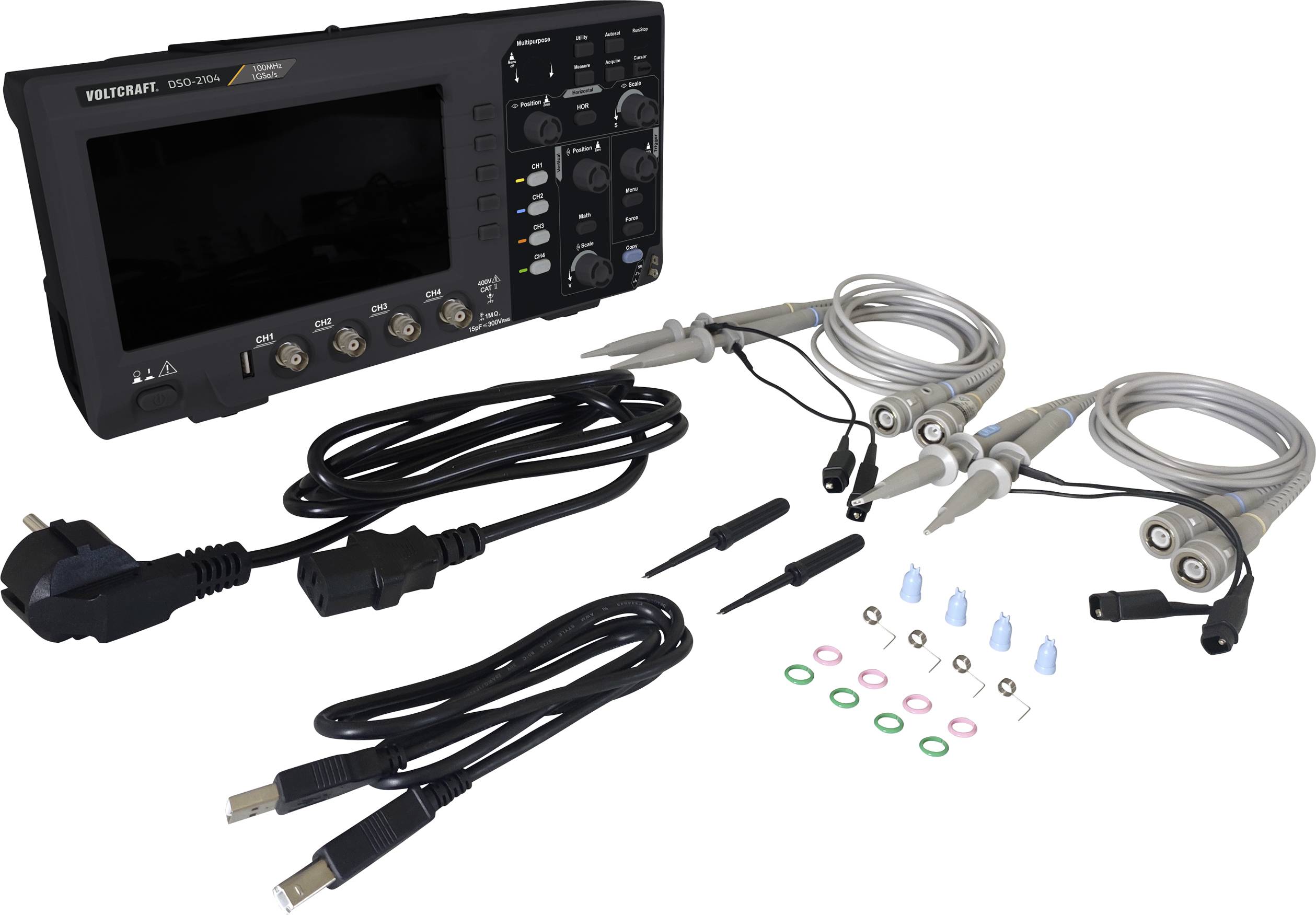 VOLTCRAFT DSO-2104 Digital-Oszilloskop 100MHz 4-Kanal 1 GSa/s 80 kpts 8 Bit Digital-Speicher (DSO) 1St.