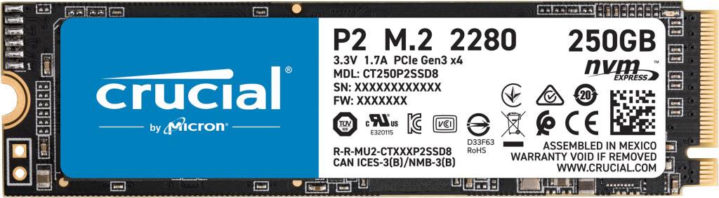 Crucial P2 250 GB Interne M.2 PCIe NVMe SSD 2280 PCIe NVMe 3.0 x4 CT250P2SSD8