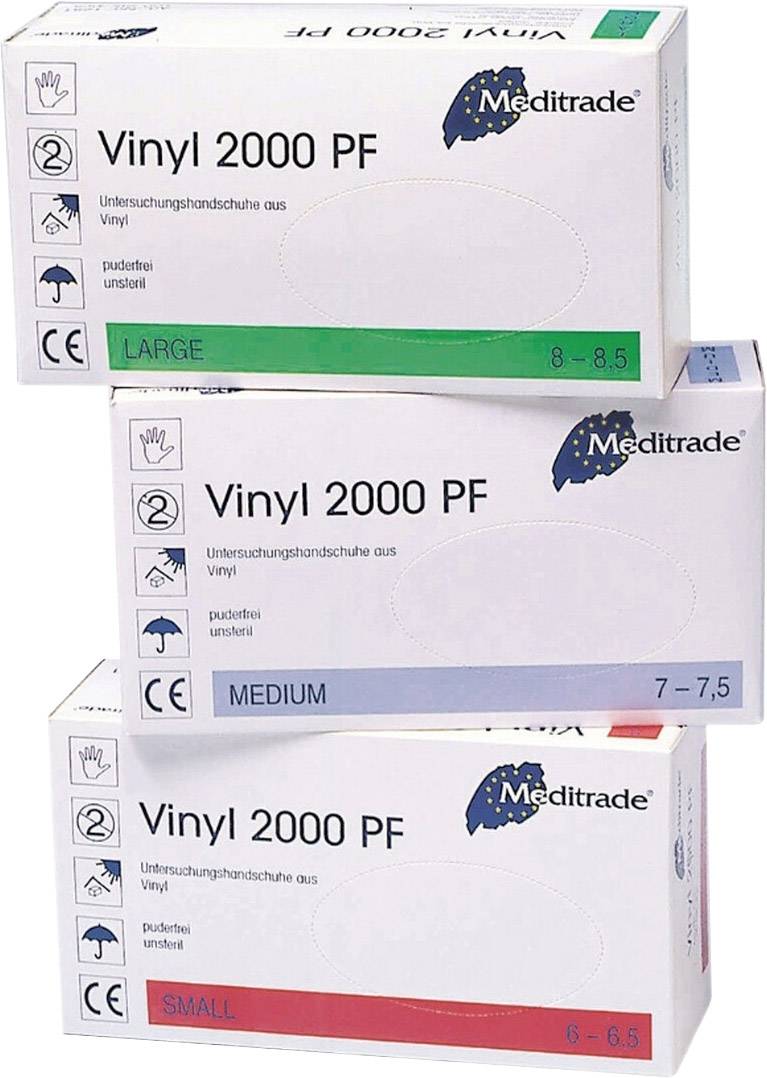 Meditrade Vinyl 2000 PF 02243913 100 St. Einweghandschuh Größe (Handschuhe): S