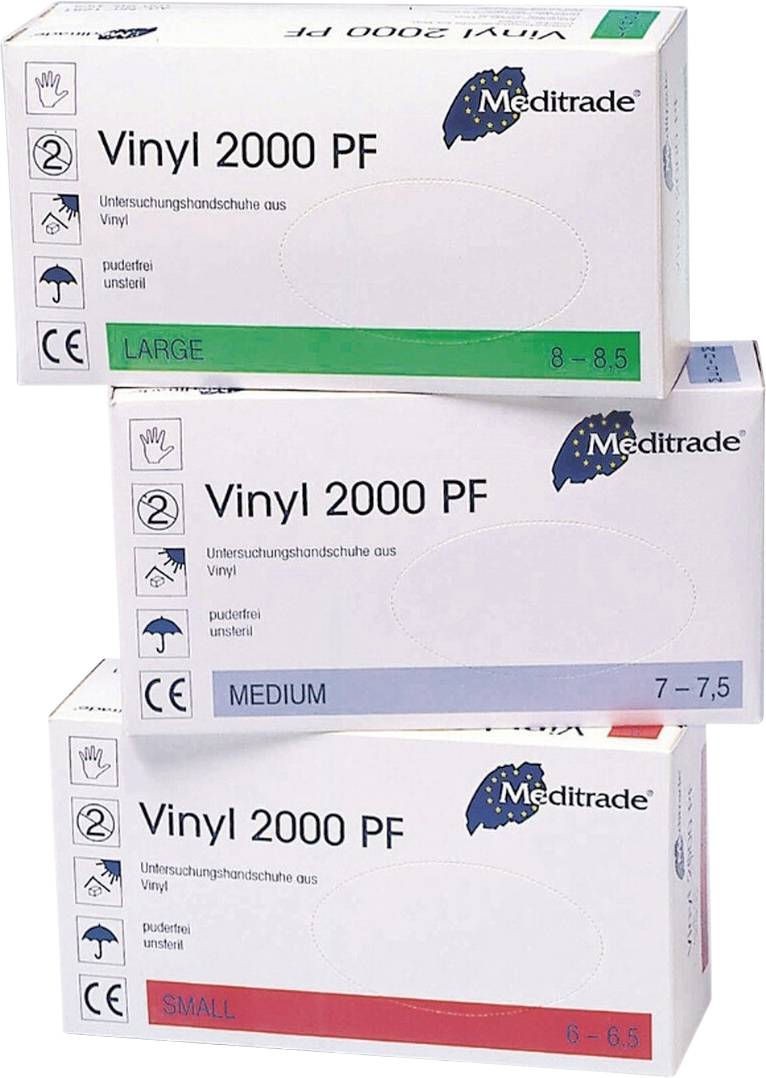 Meditrade Vinyl 2000 PF 02243994 100 St. Einweghandschuh Größe (Handschuhe): XL