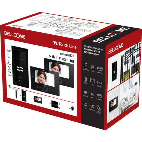 Bellcome Advanced 7" Video-Kit 2 Familie Video-Türsprechanlage Kabelgebunden Komplett-Set 14teilig