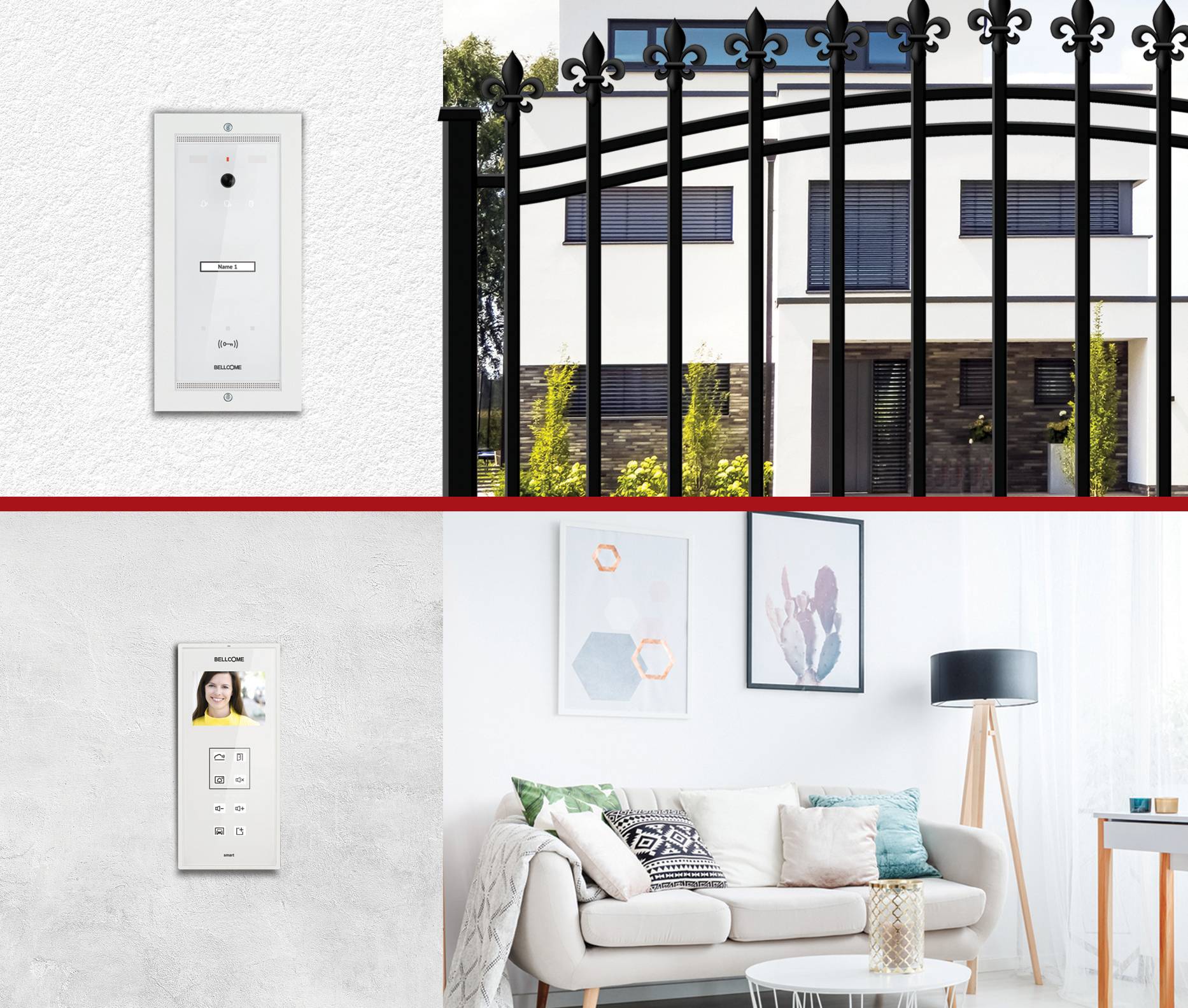 Bellcome Smart+ 3.5” Video-Kit 1 Familie Video-Türsprechanlage Kabelgebunden Komplett-Set 8teilig Weiß