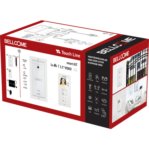 Bellcome Smart+ 3.5” Video-Kit 1 Familie Video-Türsprechanlage Kabelgebunden Komplett-Set 8teilig Weiß
