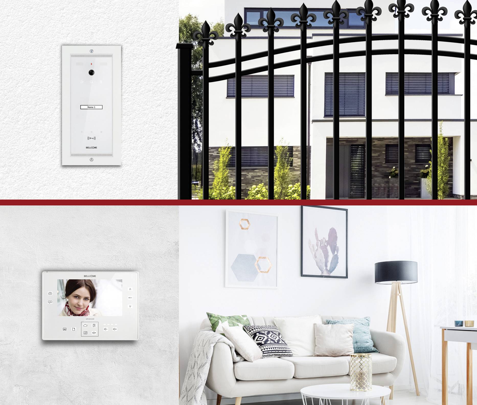 Bellcome Advanced 7" Video-Kit 1 Familie Video-Türsprechanlage Kabelgebunden Komplett-Set 8teilig Weiß