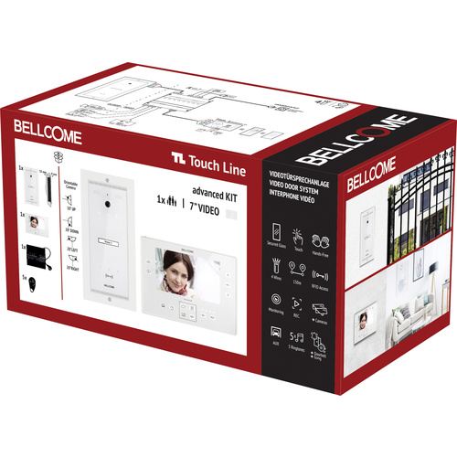 Bellcome Advanced 7" Video-Kit 1 Familie Video-Türsprechanlage Kabelgebunden Komplett-Set 8teilig W