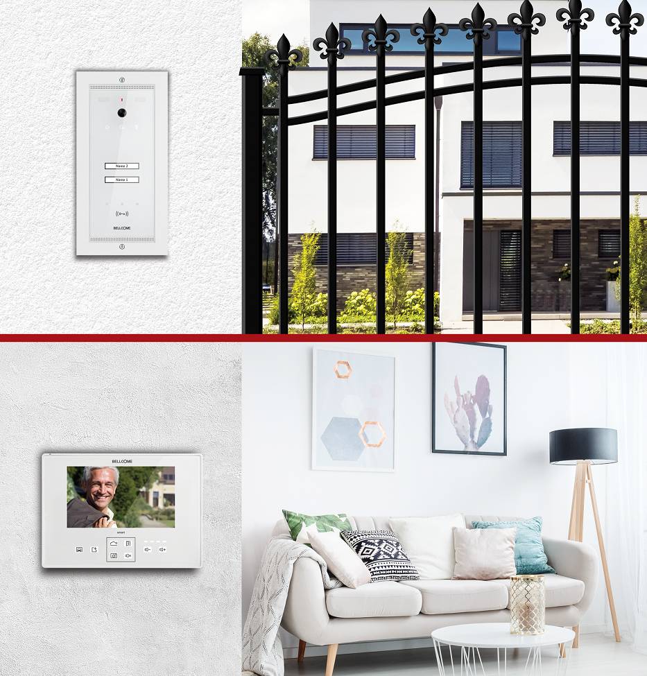 Bellcome Smart 7" Video-Kit 2 Familie Video-Türsprechanlage Kabelgebunden Komplett-Set 14teilig Weiß