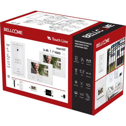 Bellcome Smart 7" Video-Kit 2 Familie Video-Türsprechanlage Kabelgebunden Komplett-Set 14teilig Weiß