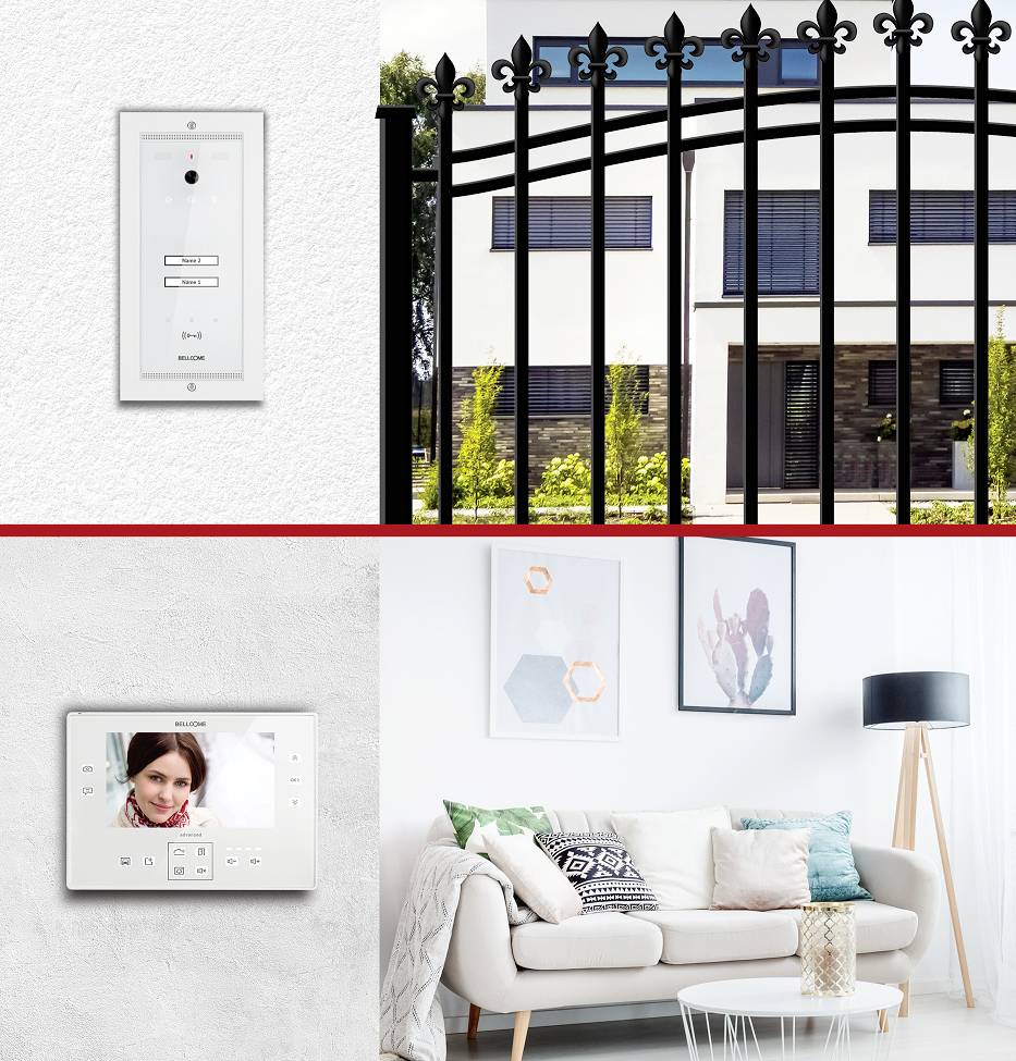 Bellcome Advanced 7" Video-Kit 2 Familie Video-Türsprechanlage Kabelgebunden Komplett-Set 14teilig Weiß