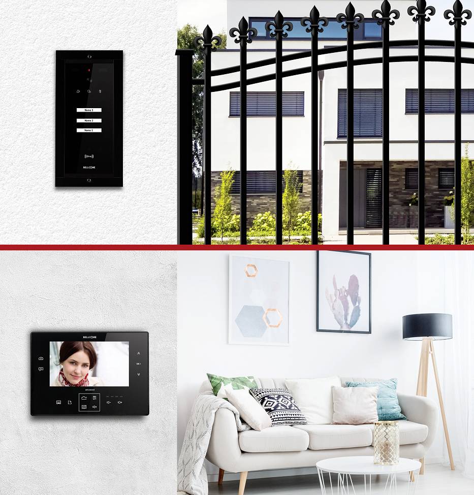 Bellcome Advanced 7" Video-Kit 3 Familie Video-Türsprechanlage Kabelgebunden Komplett-Set 20teilig Schwarz