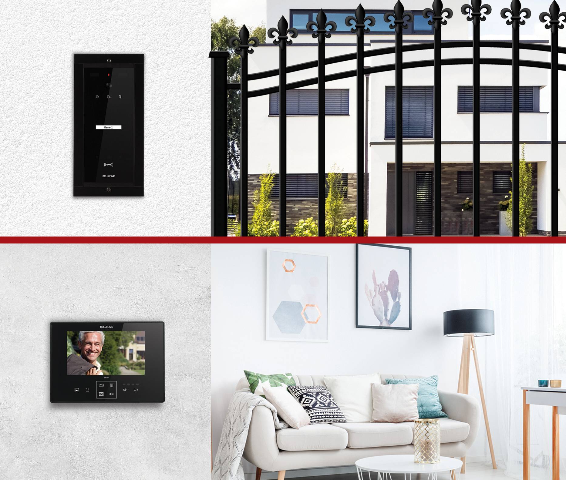 Bellcome Smart 7" Video-Kit 1 Familie Video-Türsprechanlage Kabelgebunden Komplett-Set 8teilig Schwarz