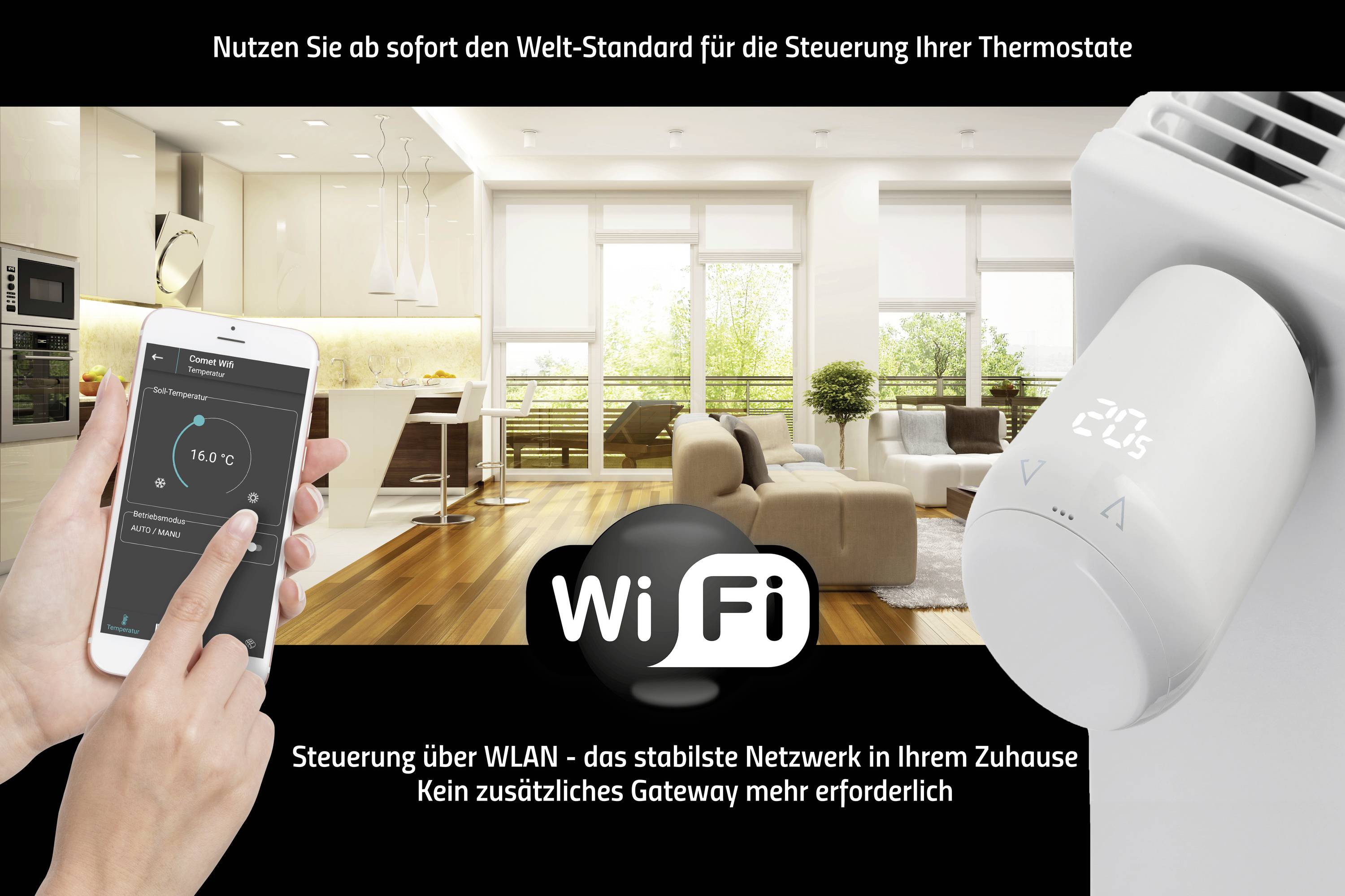 Eurotronic 700200 Comet Wifi Funk-Heizkörperthermostat elektronisch