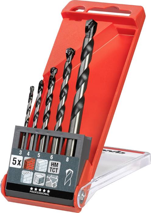 Kwb 044300 Chrom-Molybdän-Stahl Beton-Spiralbohrer-Set 5teilig 3 mm, 4 mm, 5 mm, 6 mm, 8 mm Zylinde