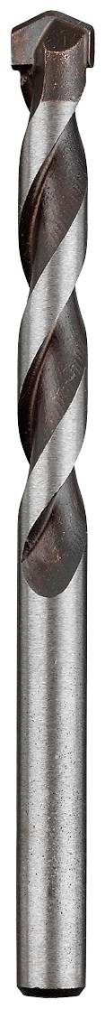 Nahaufnahme eines Metallbohrers mit spiralförmiger Schneide. Der Bohrer hat eine glänzende, silberne Oberfläche mit braunen Akzenten.