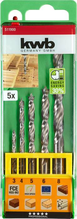 Kwb 511900 Holz-Spiralbohrer 5teilig 1 Set