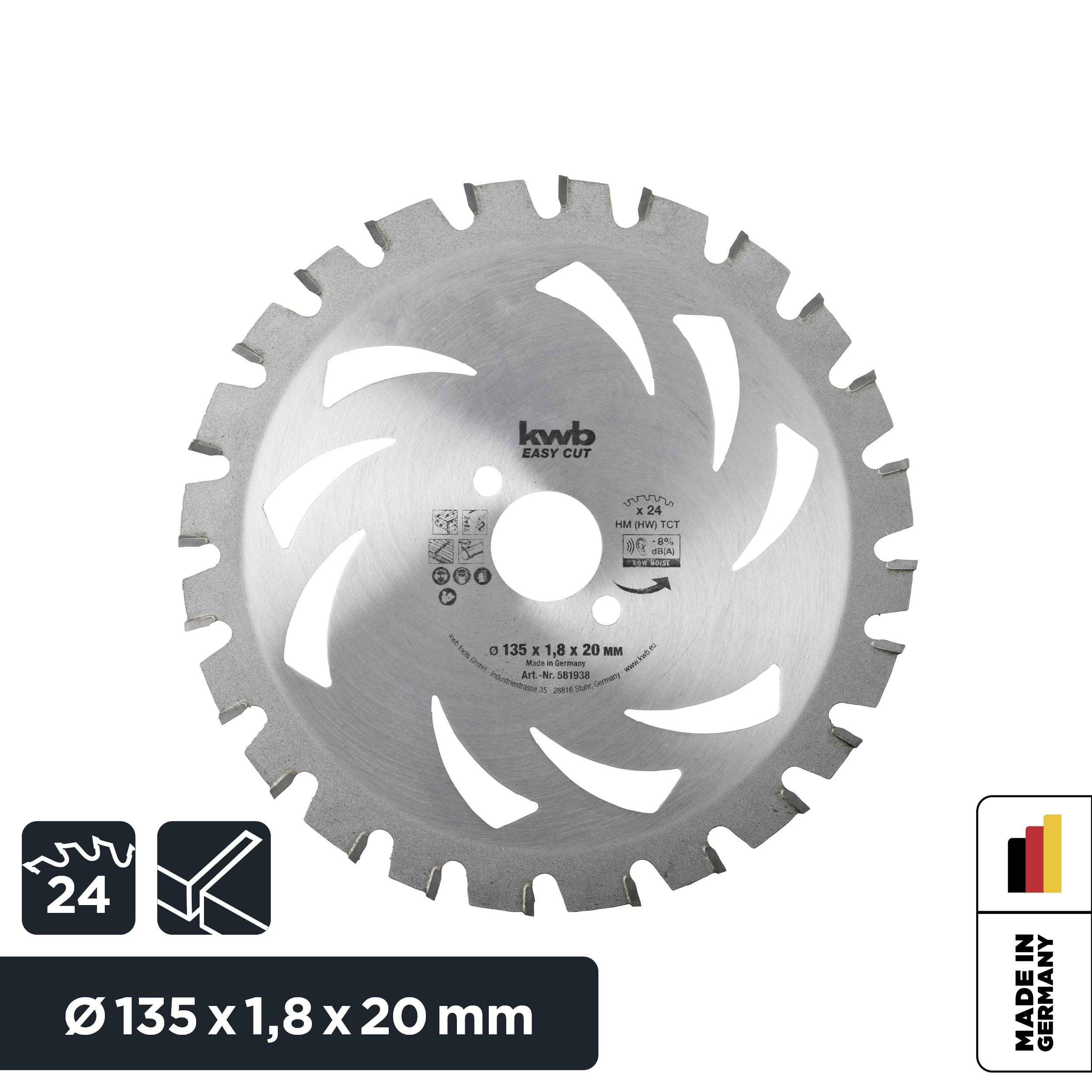 Kwb 581938 Hartmetall Kreissägeblatt 135 x 20 x 1.2mm Zähneanzahl: 24 1St.