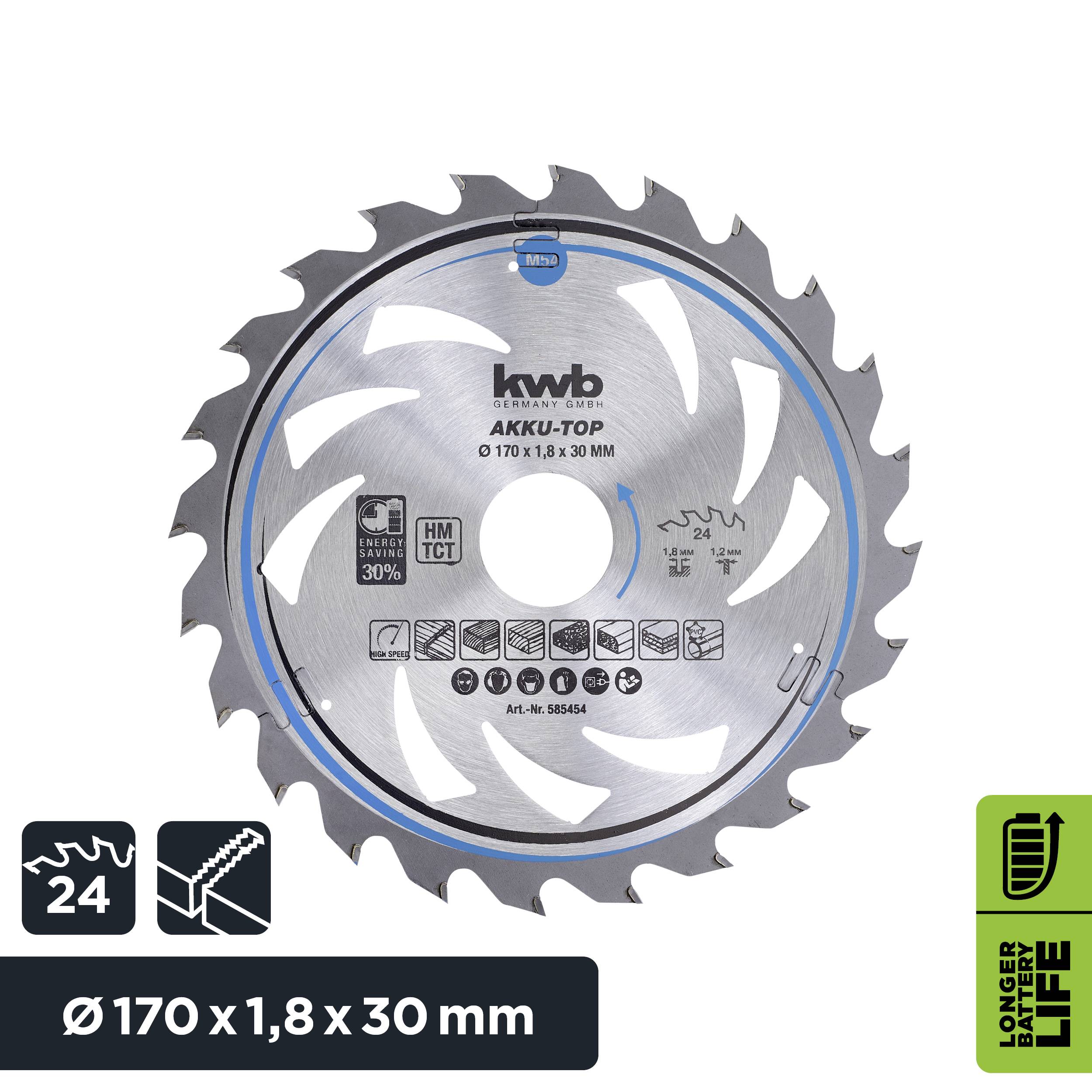 Kwb 585454 Hartmetall Kreissägeblatt 170 x 30 x 1.2mm Zähneanzahl: 24 1St.